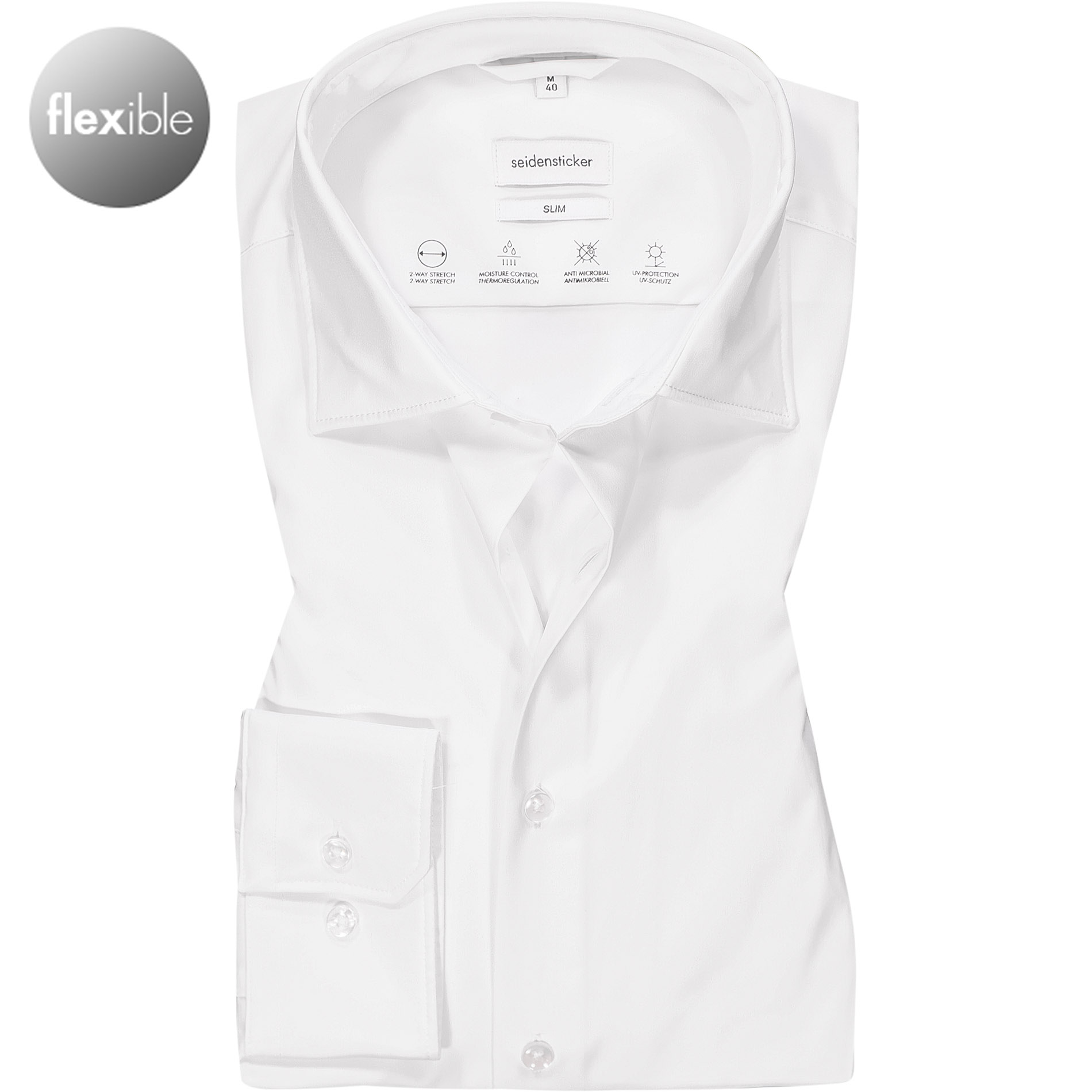 Seidensticker Herren Hemd weiß Mikrofaser Slim Fit