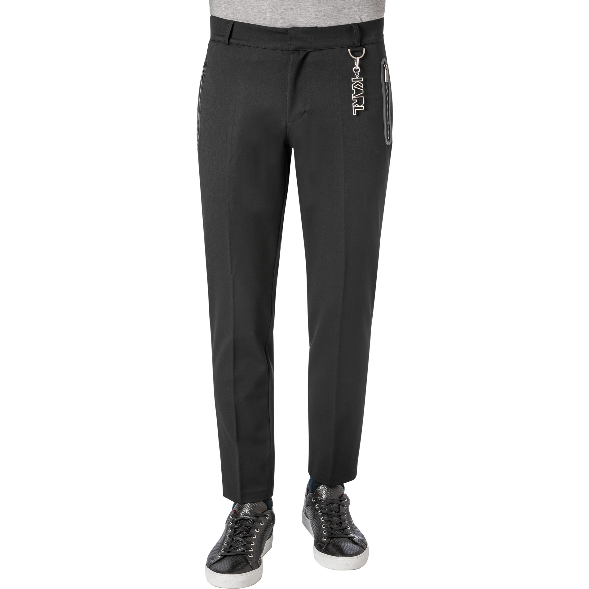 KARL LAGERFELD Herren Hose schwarz Mikrofaser