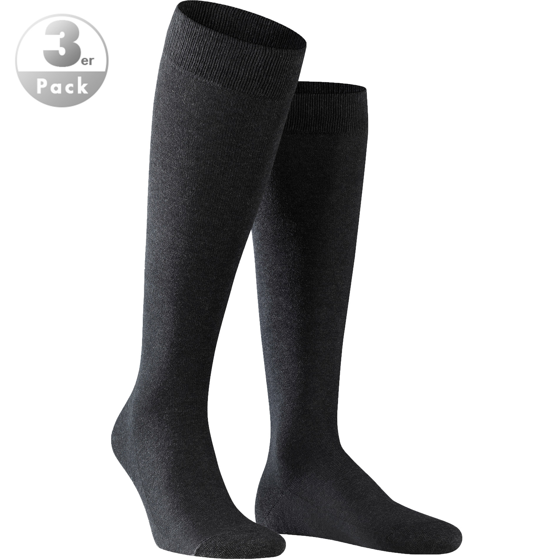 Falke Herren Kniestrümpfe grau Baumwolle & Mix unifarben