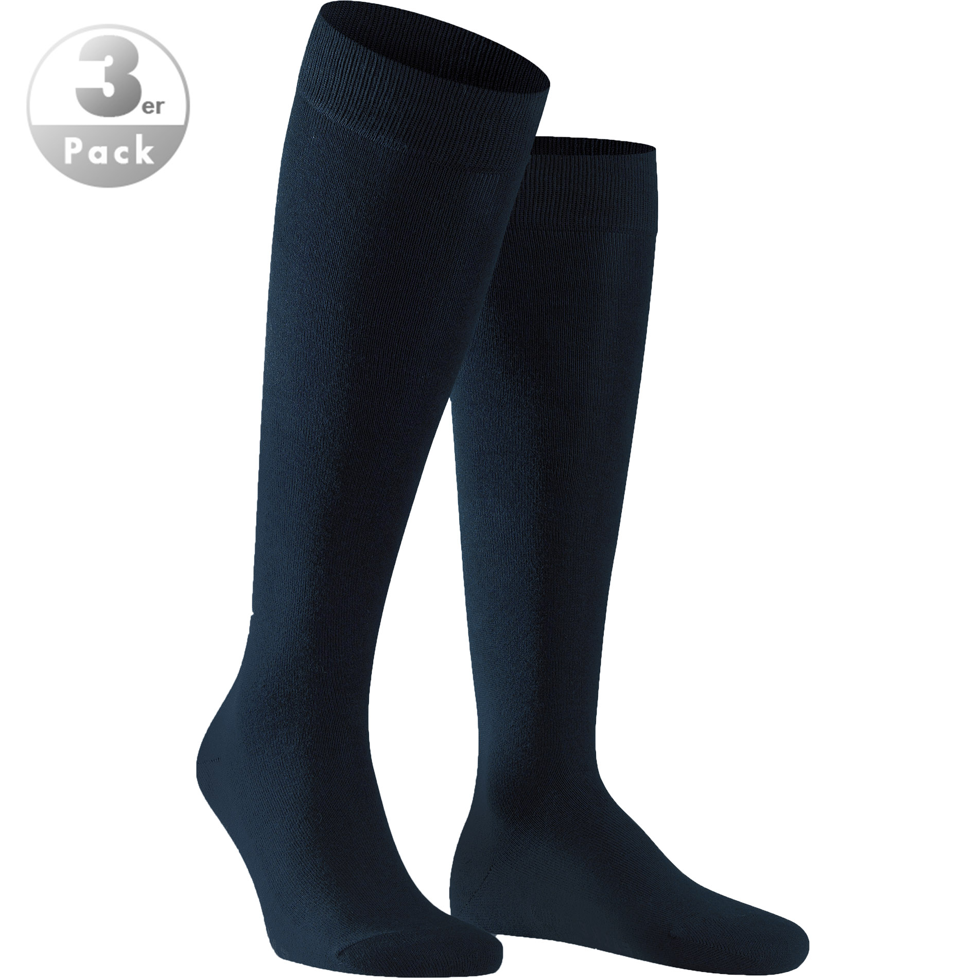 Falke Herren Kniestrümpfe blau Baumwolle & Mix unifarben
