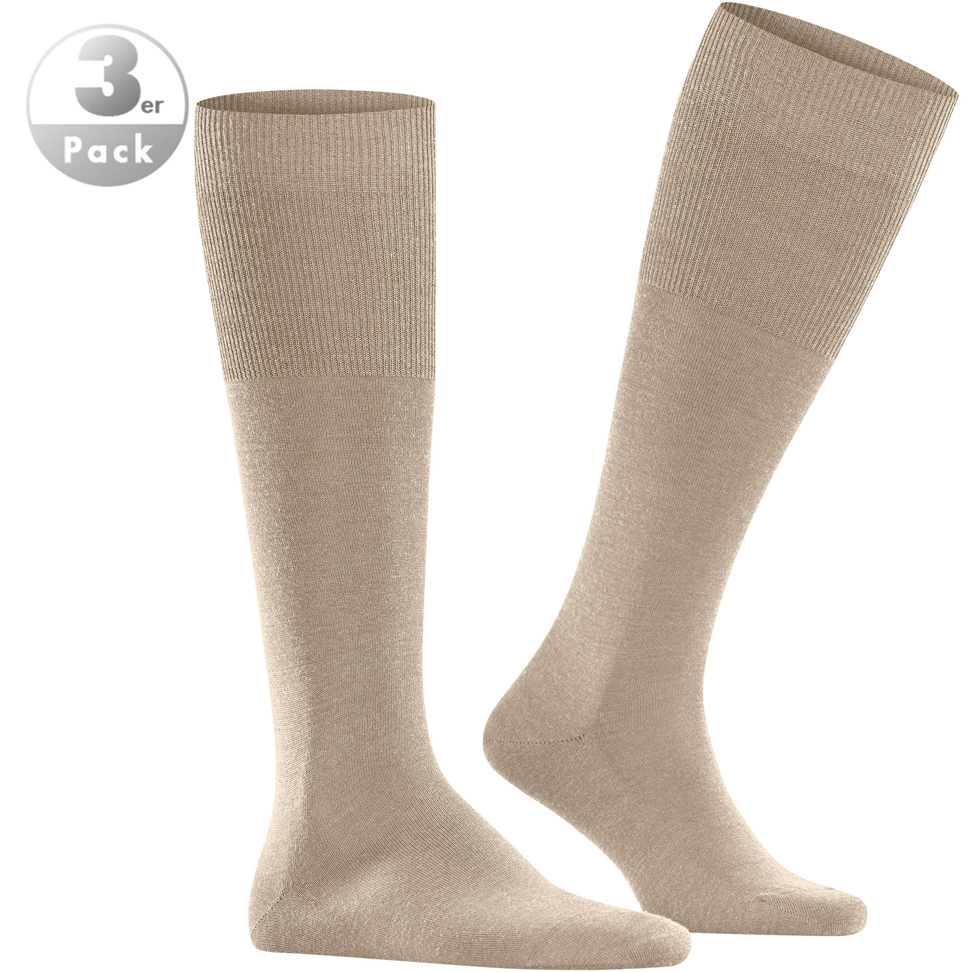 Falke Herren Kniestrümpfe Beige Schur-Wolle Unifarben