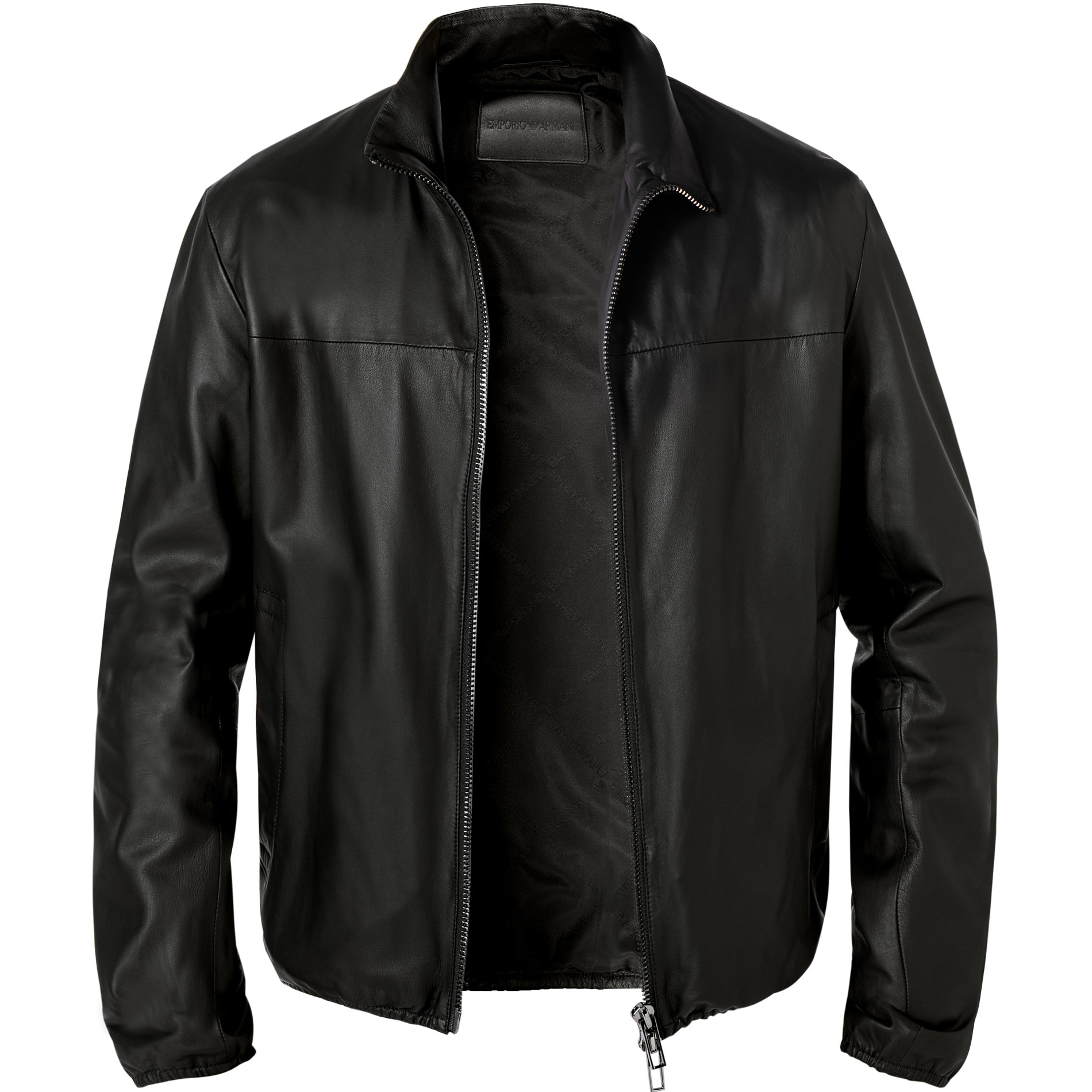 EMPORIO ARMANI Herren Lederblouson schwarz Lammnappa unifarben