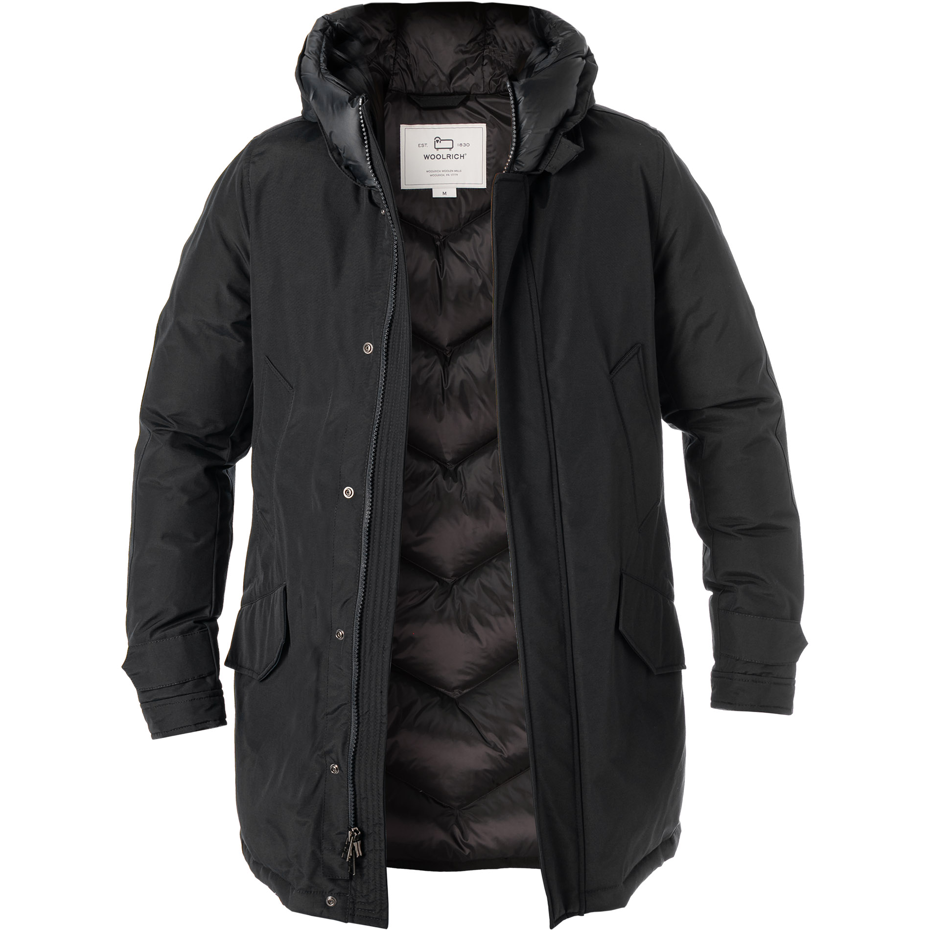 WOOLRICH Herren Daunenparka schwarz Baumwolle unifarben