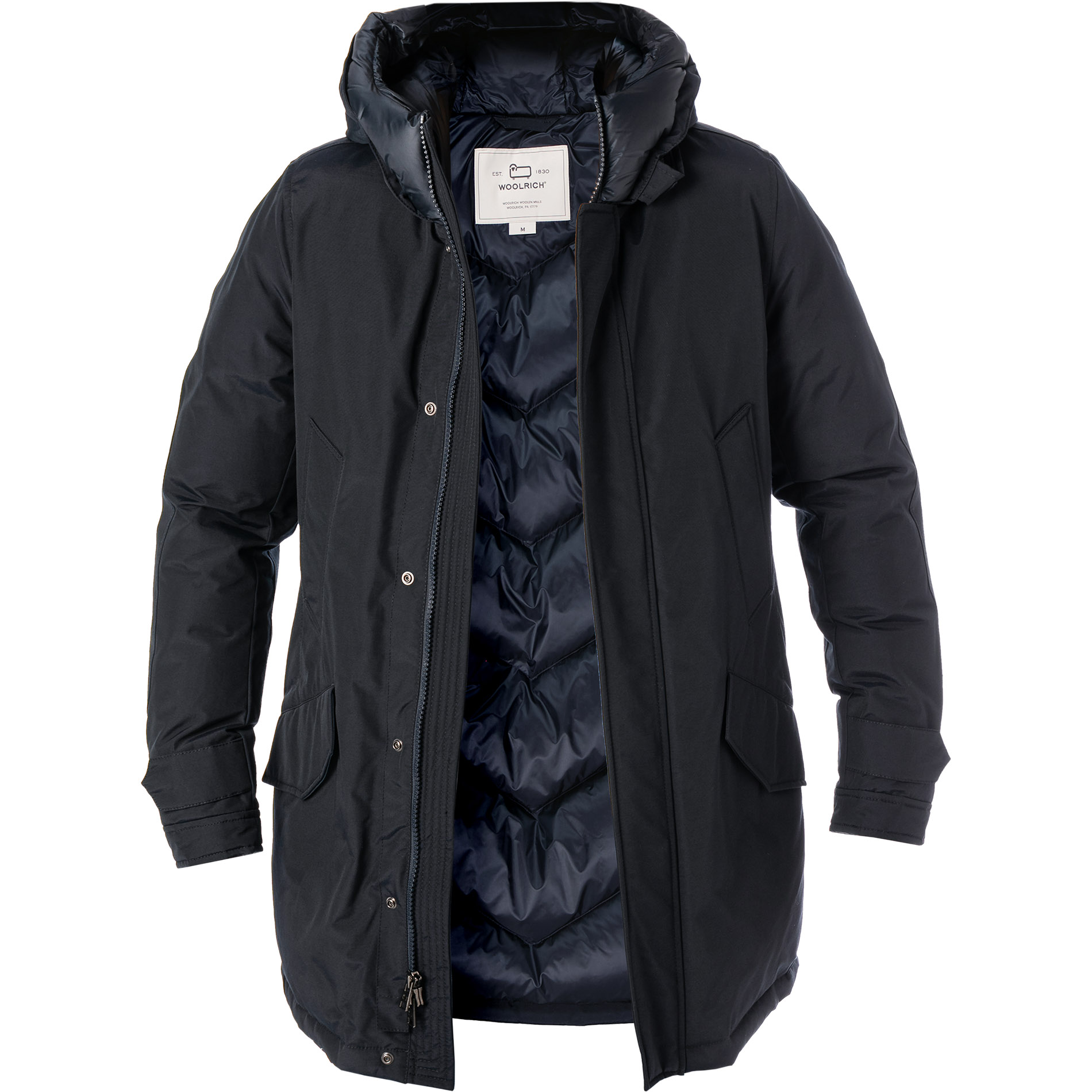 WOOLRICH Herren Daunenparka blau Baumwolle unifarben