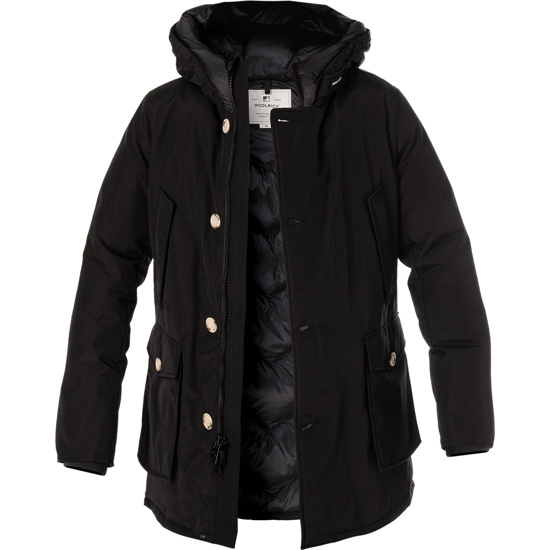 WOOLRICH Herren Daunenparka schwarz Baumwolle unifarben