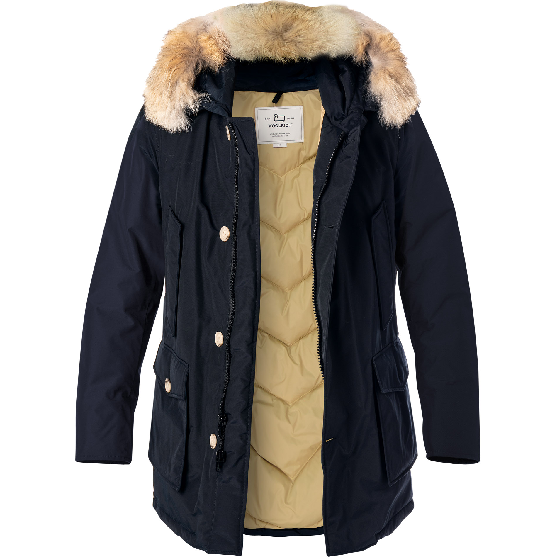 WOOLRICH Herren Daunenparka blau Baumwolle unifarben