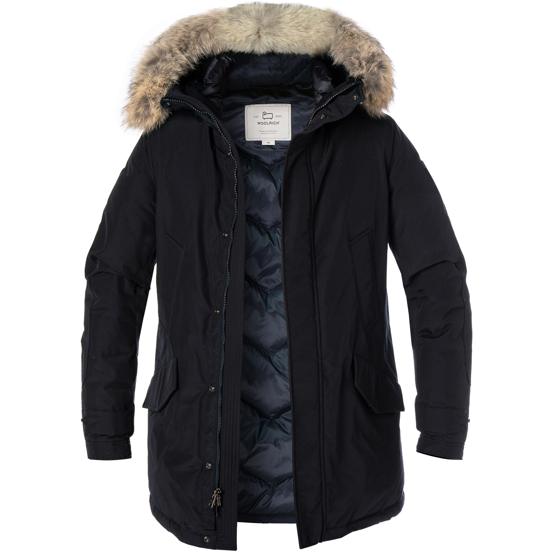 WOOLRICH Herren Daunenparka blau Baumwolle unifarben