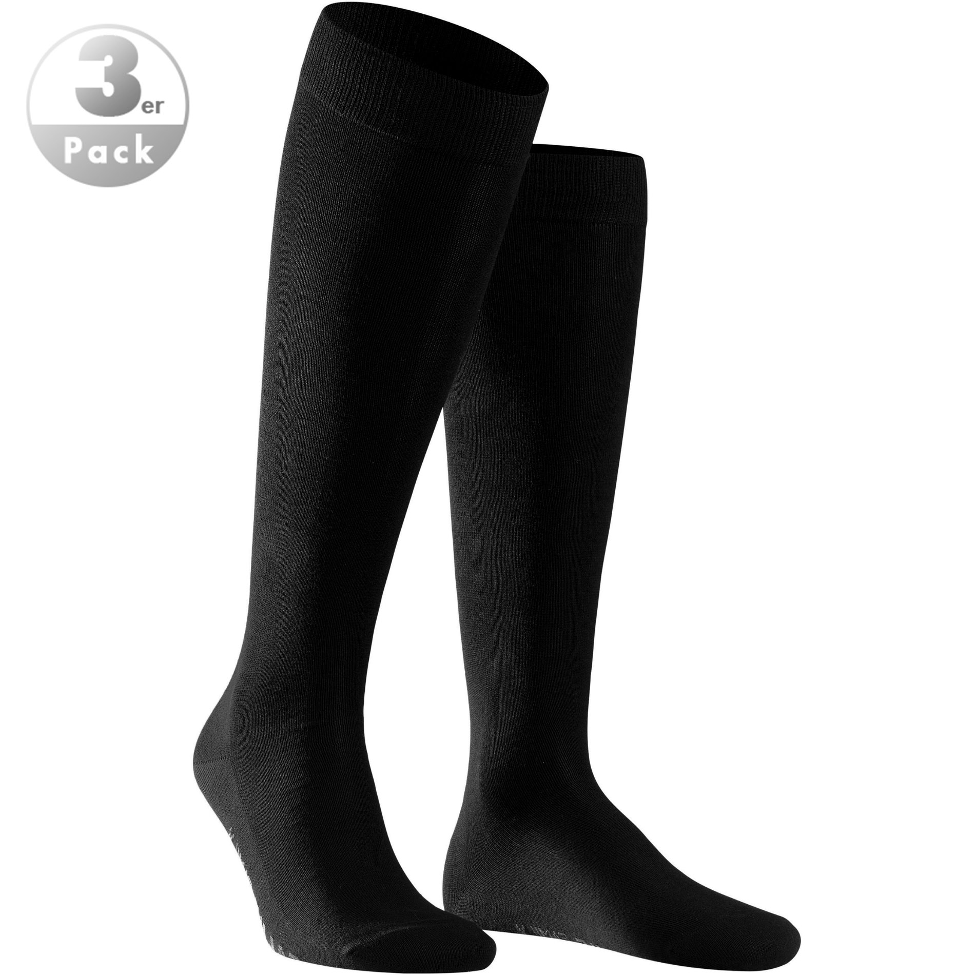 Falke Herren Kniestrümpfe schwarz Baumwolle & Mix unifarben