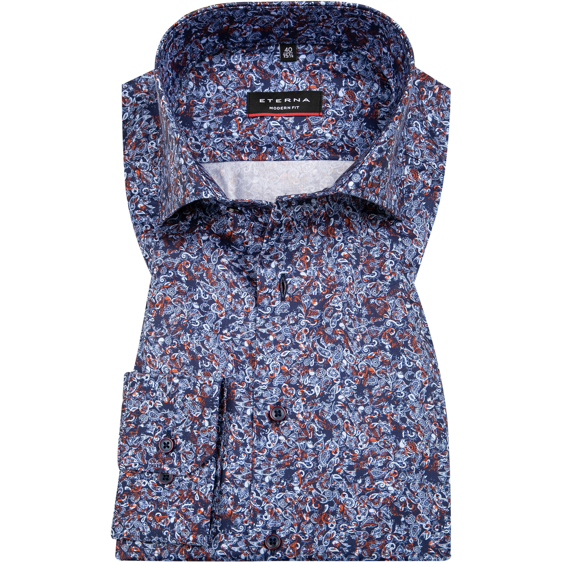 ETERNA Herren Hemd blau gemustert