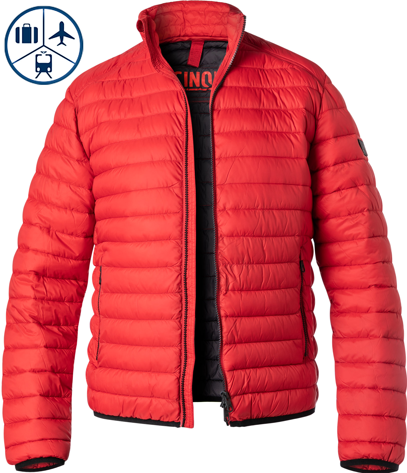 CINQUE Herren Steppjacke rot Mikrofaser unifarben