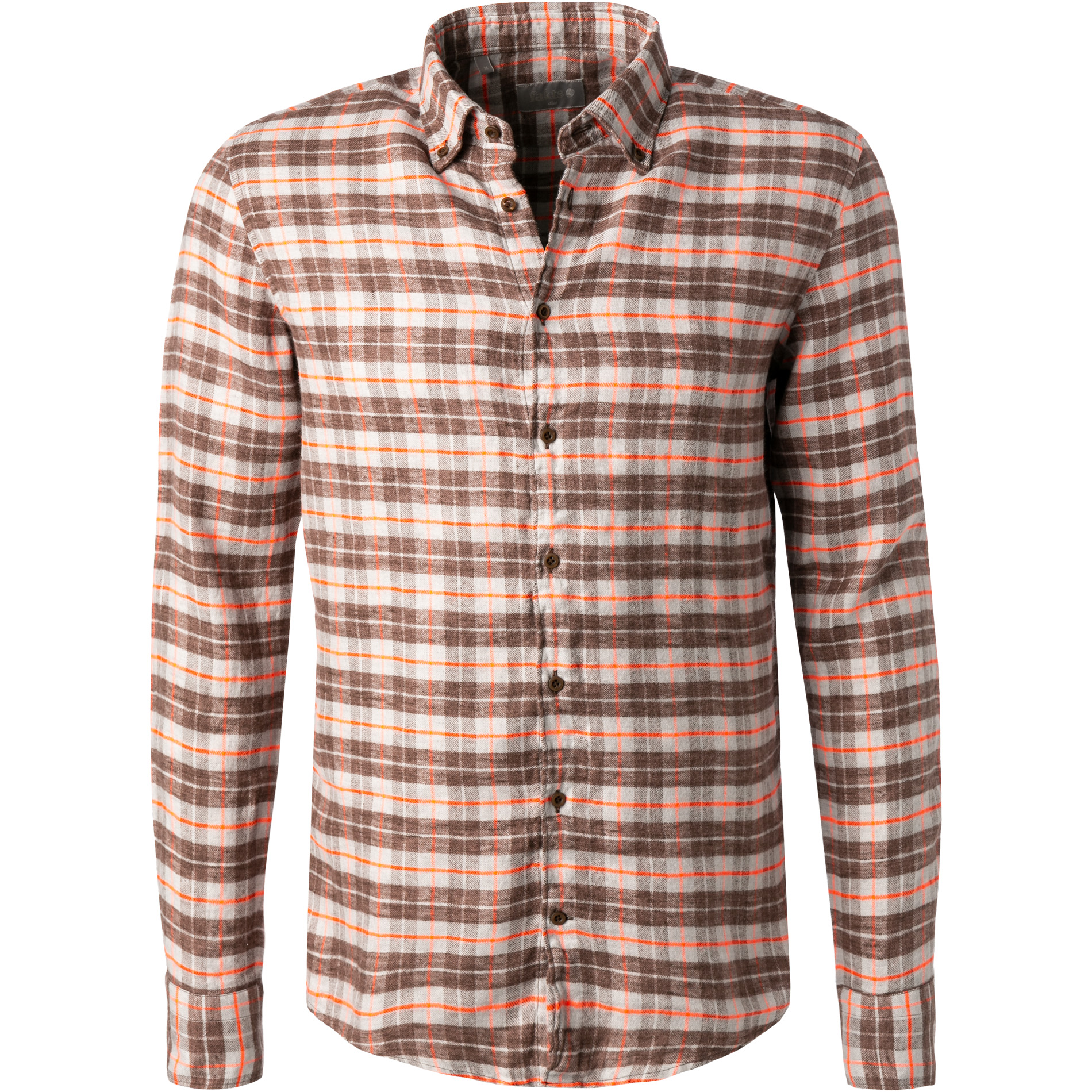 fakts Herren Hemd braun Flanell kariert Slim Fit