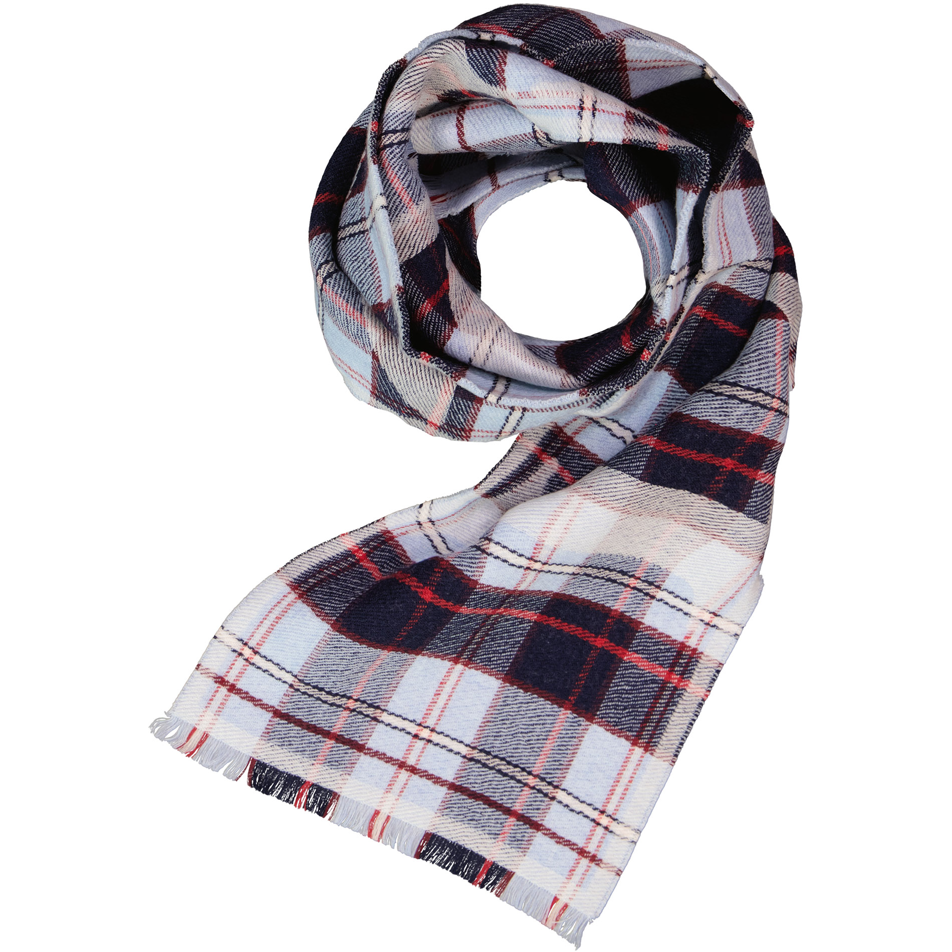 LANVIN Herren Schal blau Woll-Stoff kariert