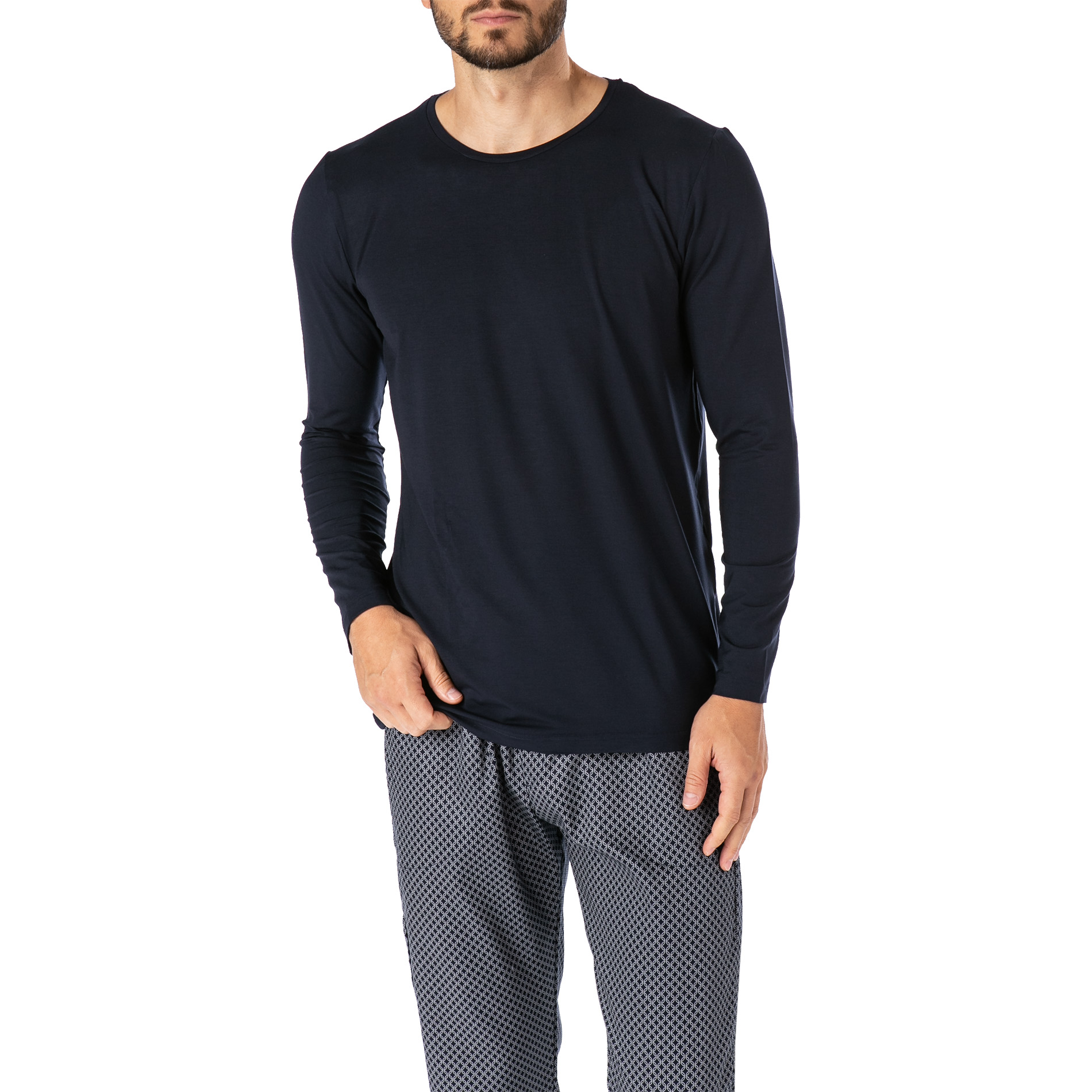 Novila Herren Longsleeve blau Modal unifarben