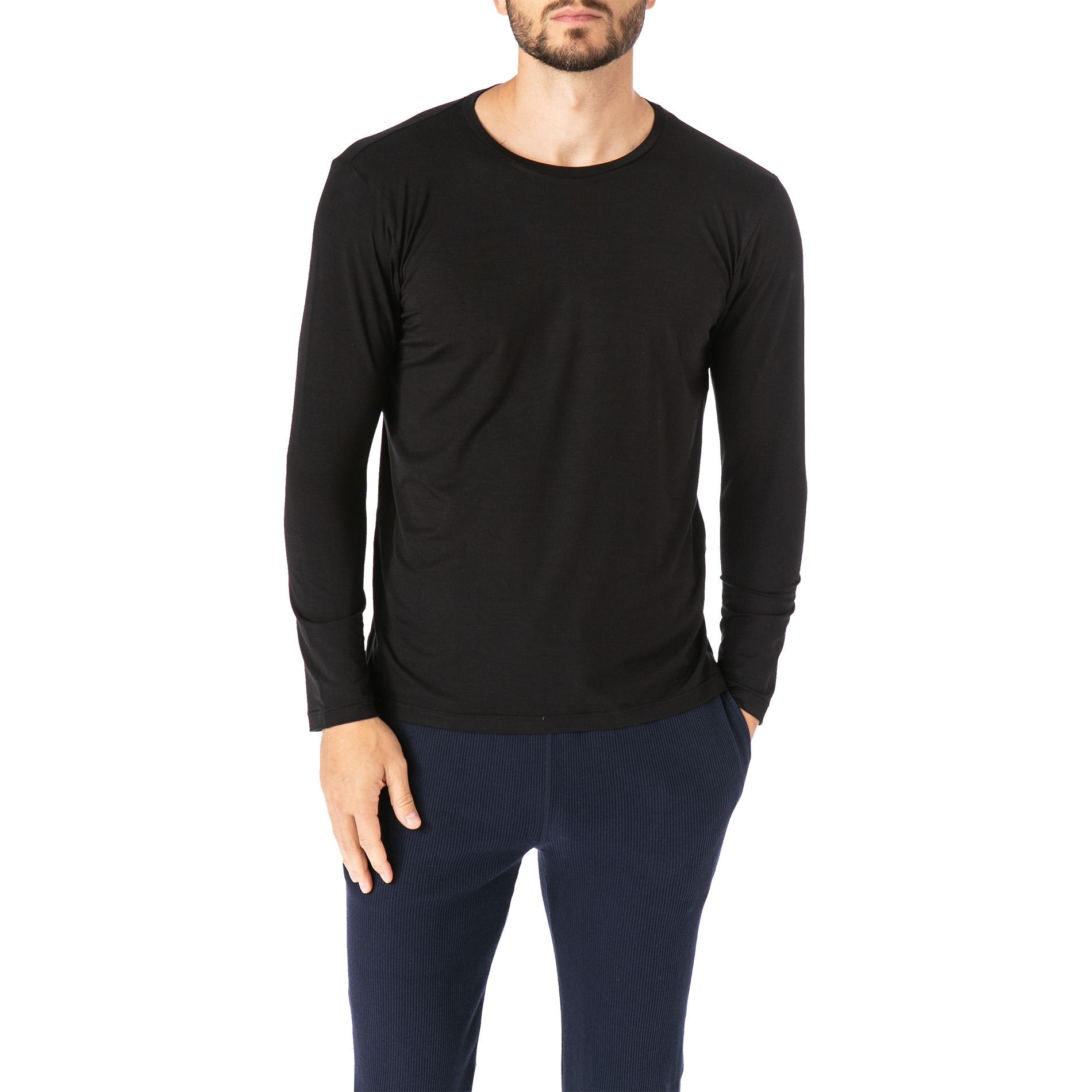 Novila Herren Longsleeve schwarz Modal unifarben