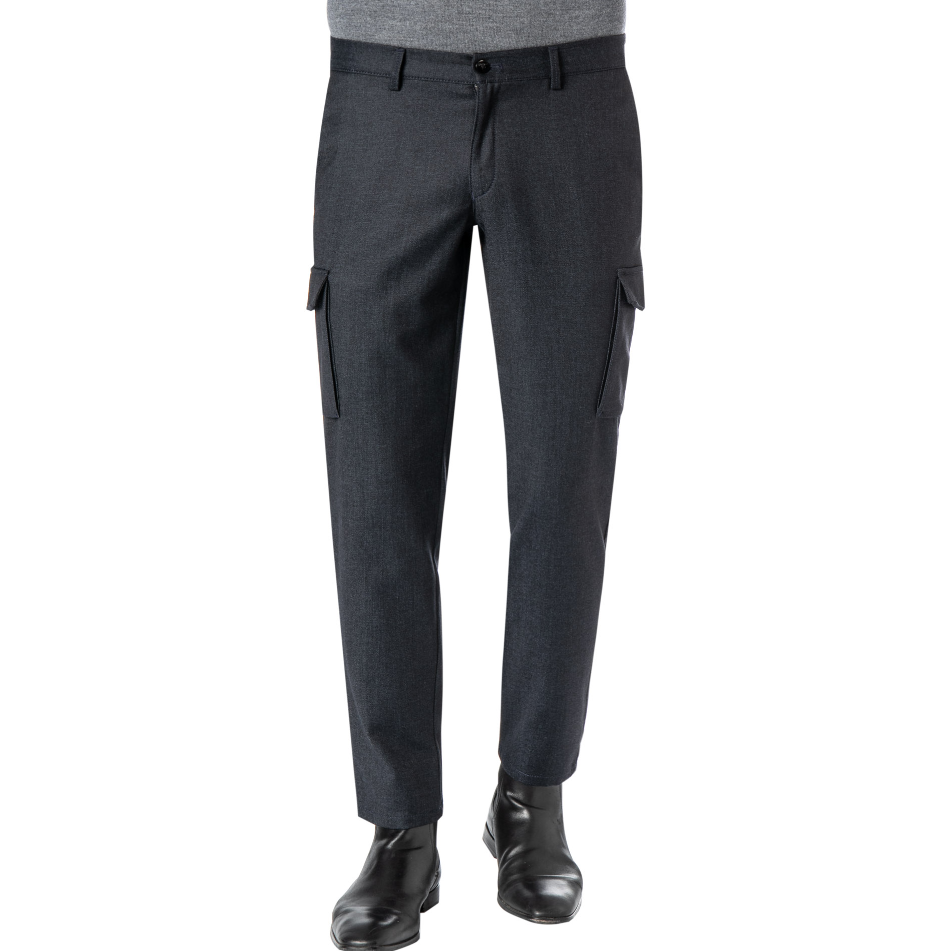 HILTL Herren Hose blau Schurwolle meliert