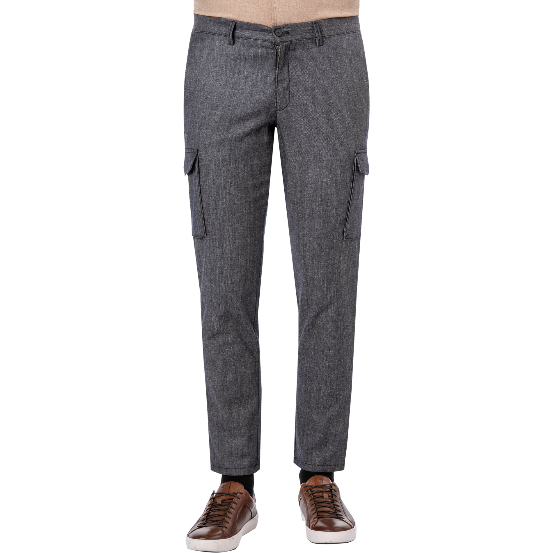HILTL Herren Hose blau Schurwolle meliert