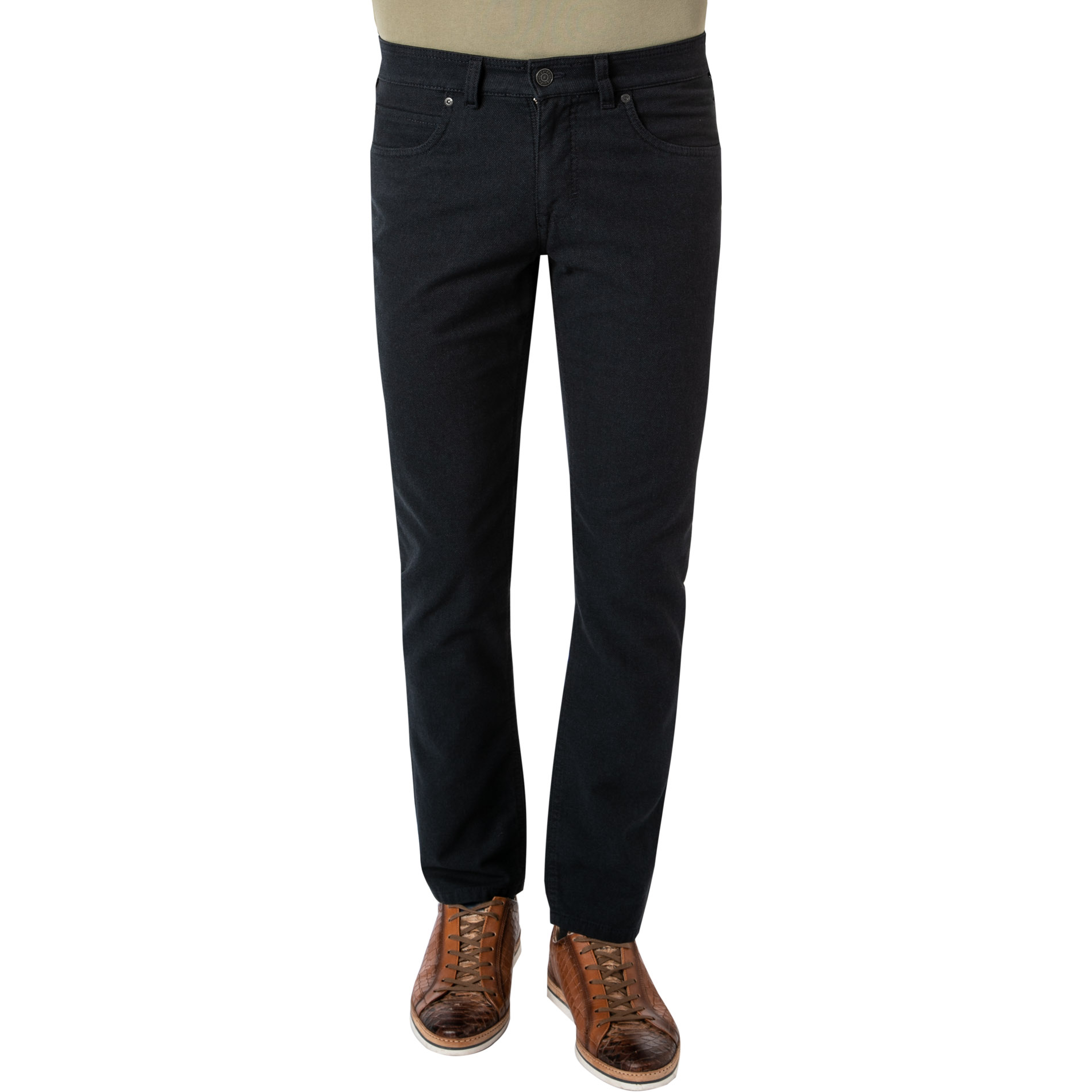 GARDEUR Herren Hose blau Baumwolle meliert