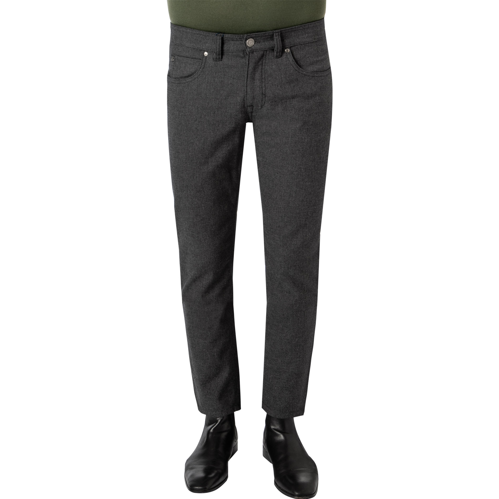 GARDEUR Herren Hose grau Baumwolle meliert