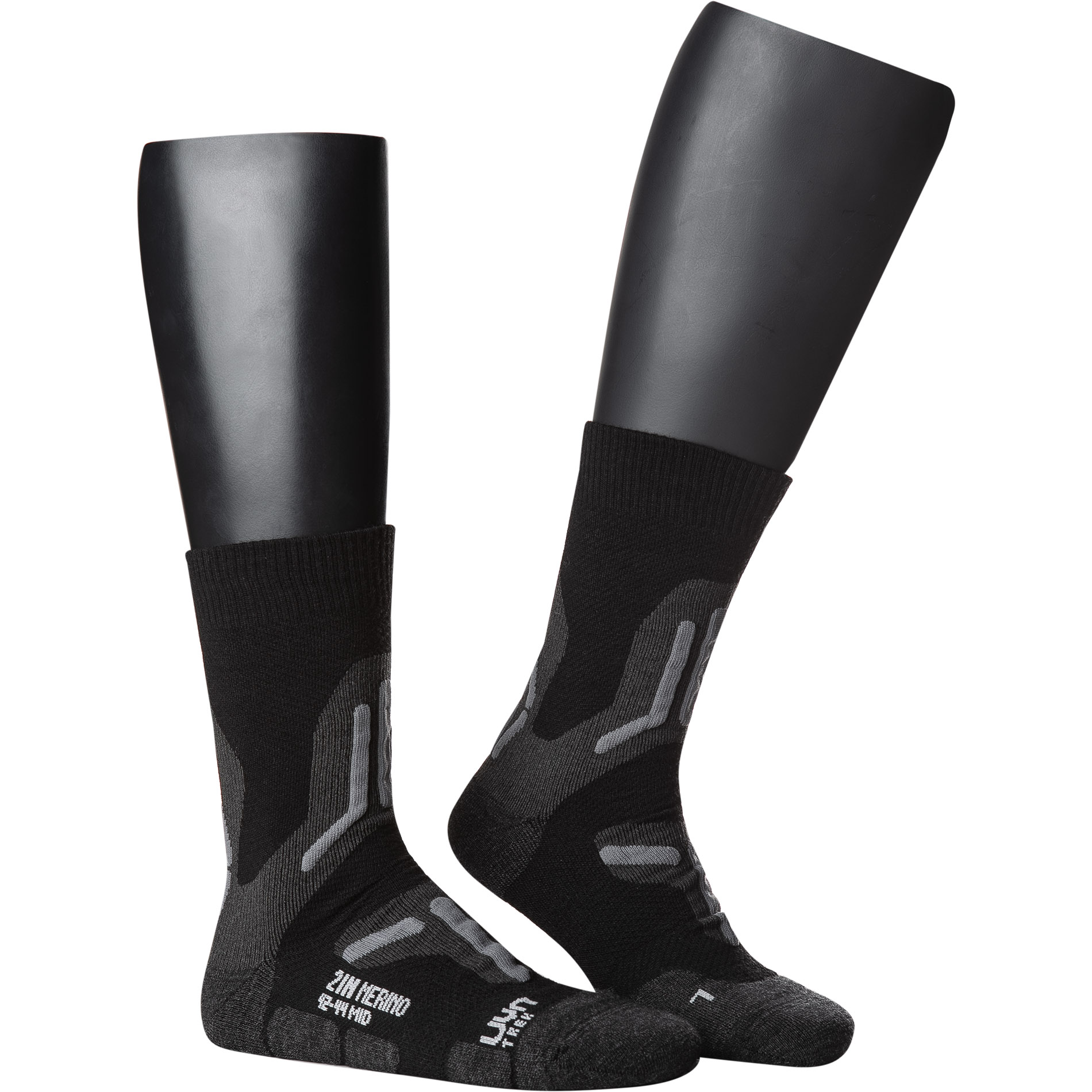 UYN Herren Trekkingsocken grau Merinowolle unifarben