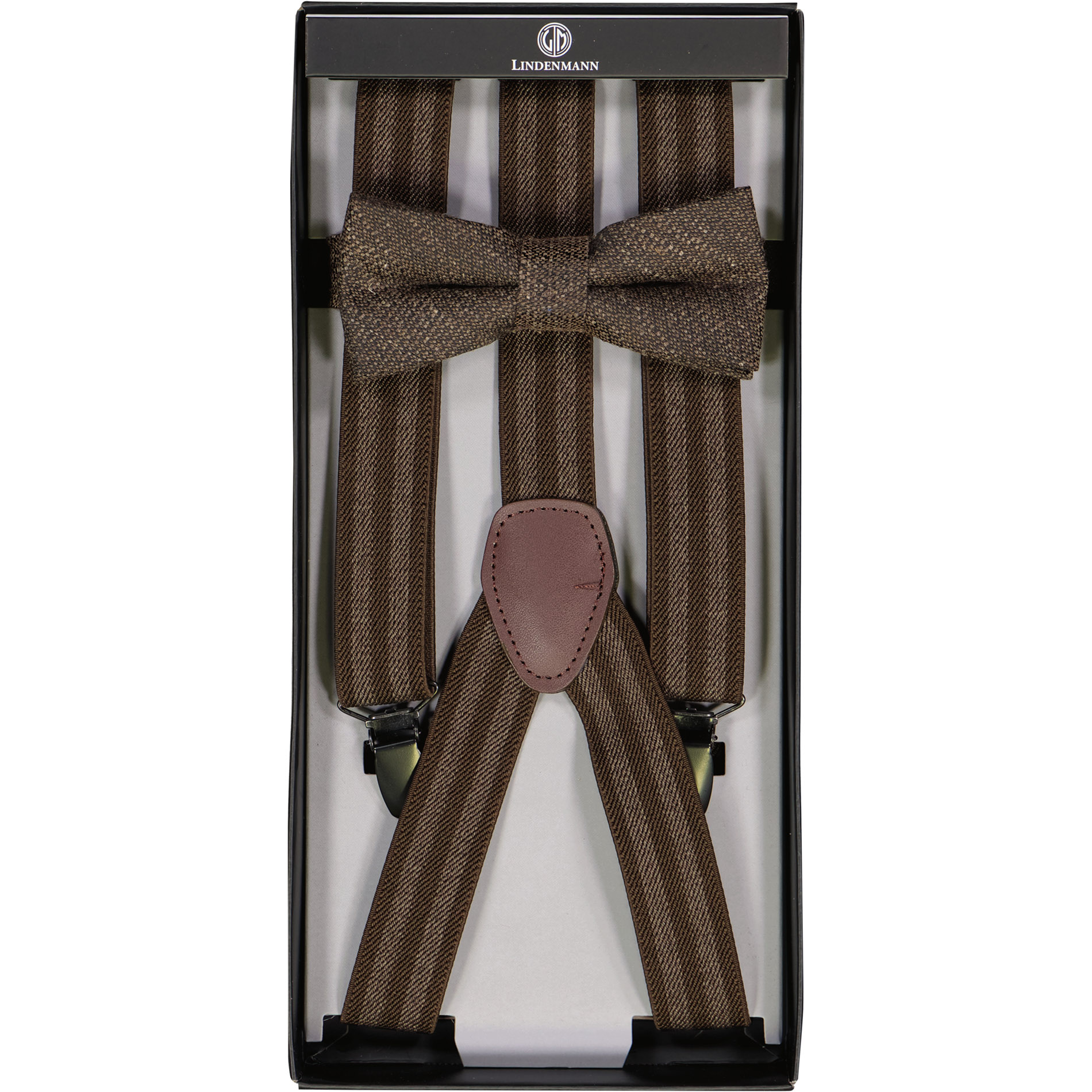 Lindenmann Herren Hosenträger/Schleife Set braun