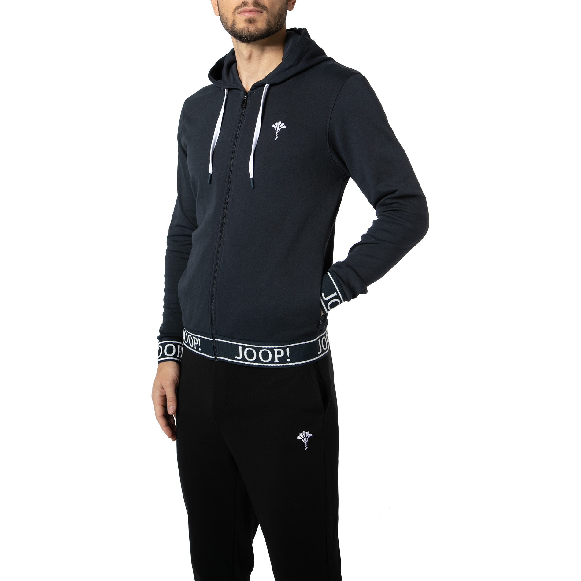 JOOP! Herren Sweatjacke blau Jersey-Baumwolle unifarben