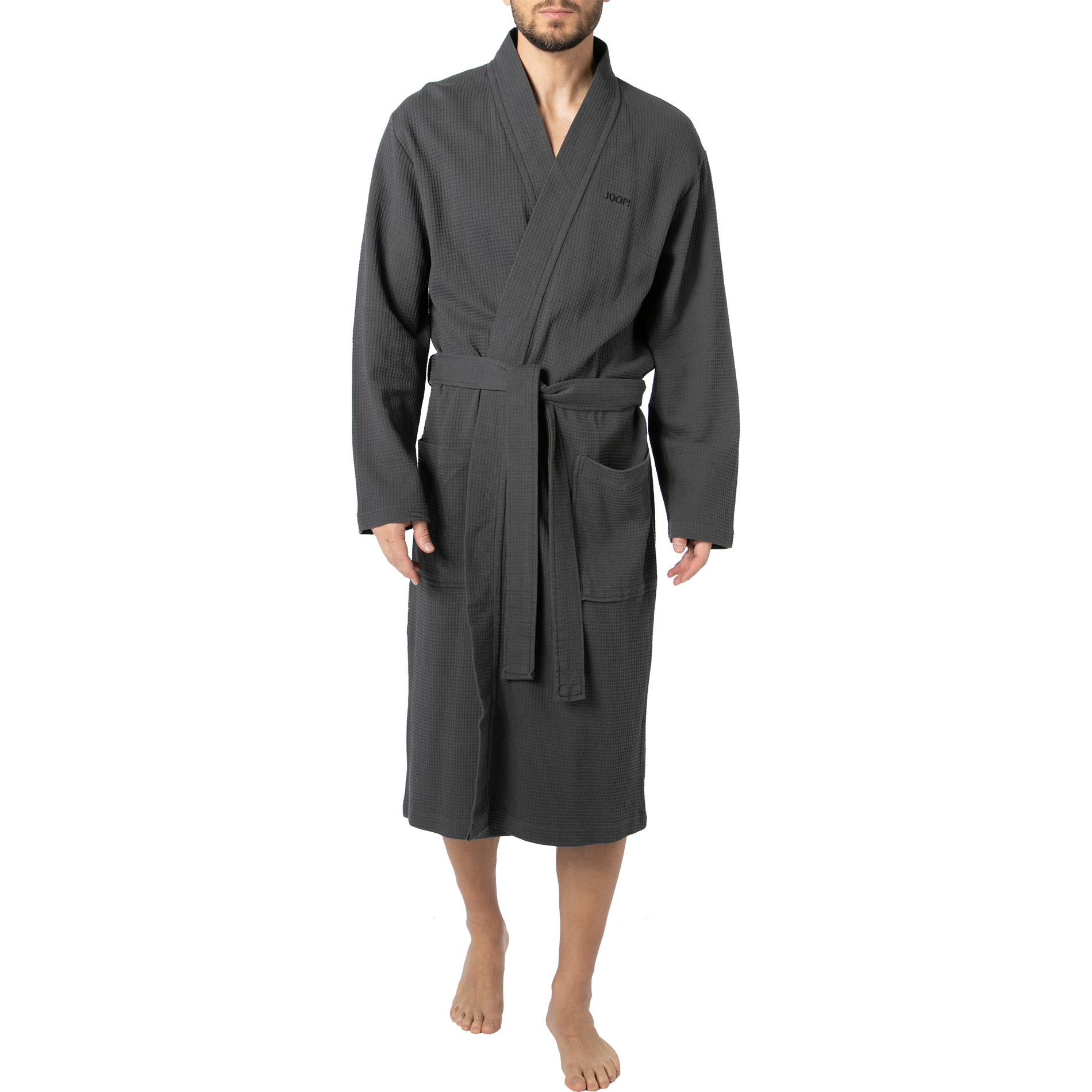 JOOP! Herren Bademantel grau Baumwolle & Mix unifarben