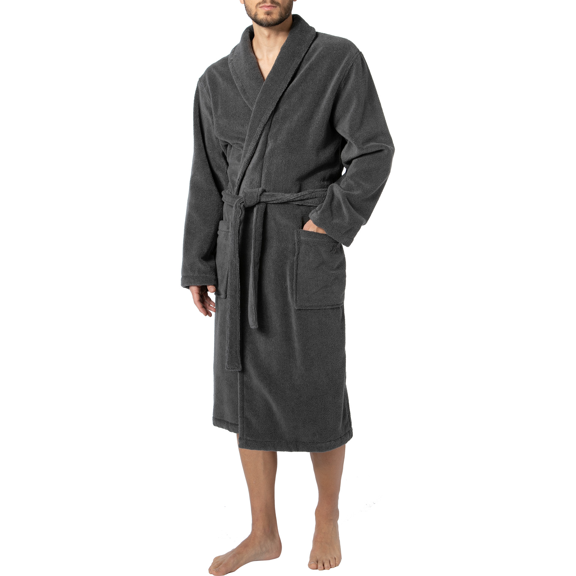 JOOP! Herren Bademantel grau Baumwolle & Mix unifarben