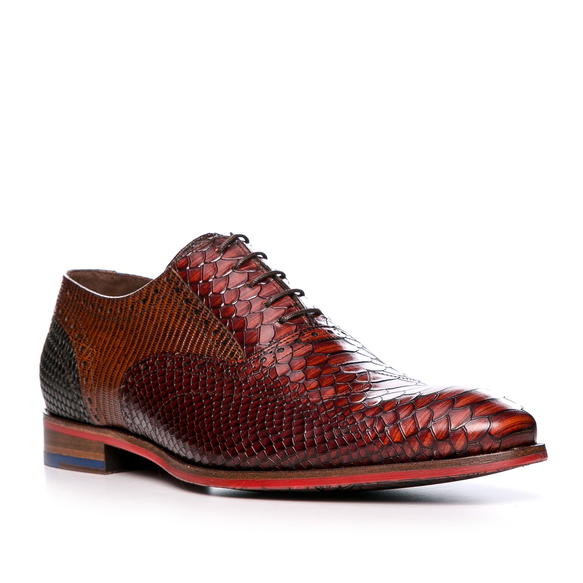 Floris van Bommel Herren Schuhe cognac Leder geprägt