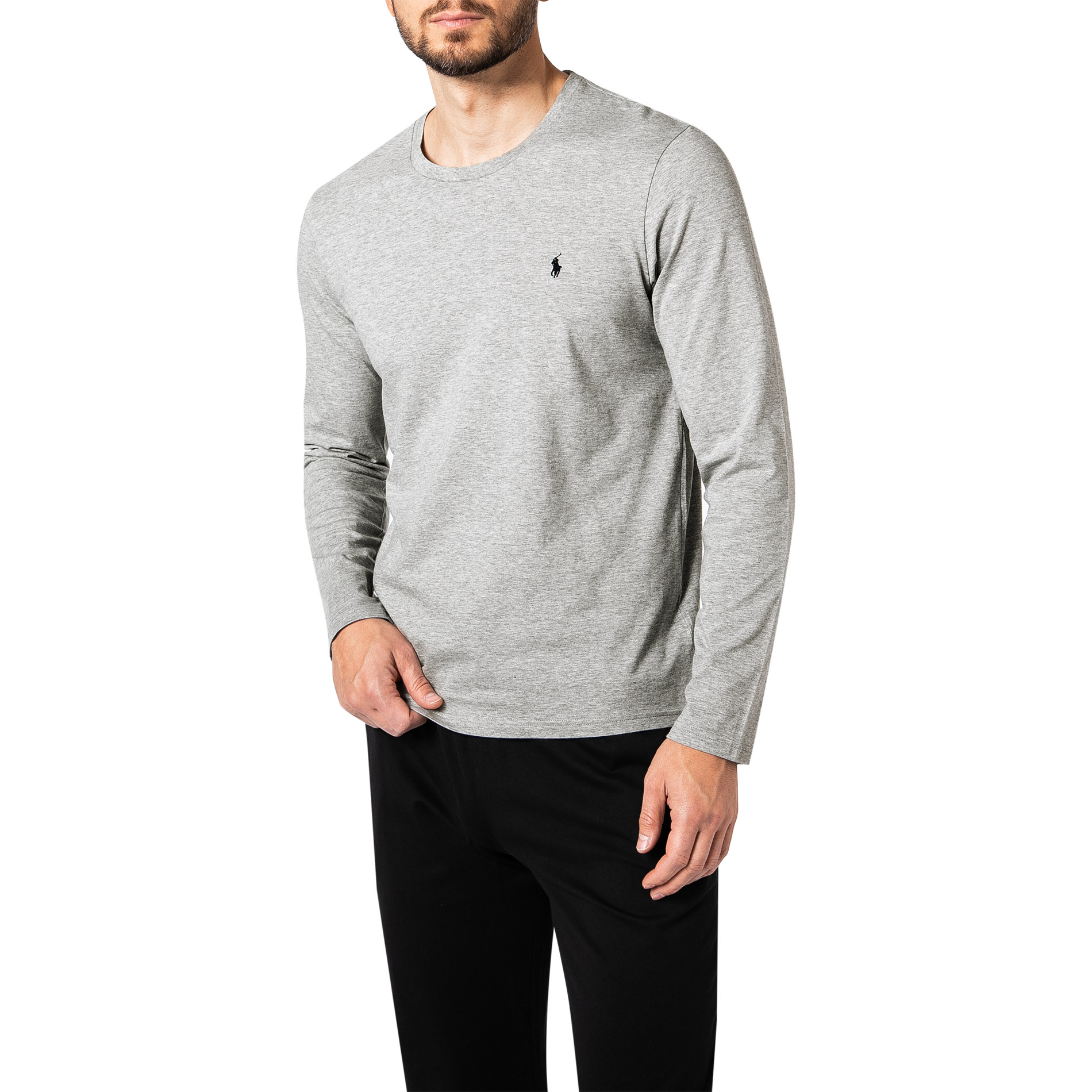 Polo Ralph Lauren Herren Longsleeve grau Jersey-Baumwolle unifarben