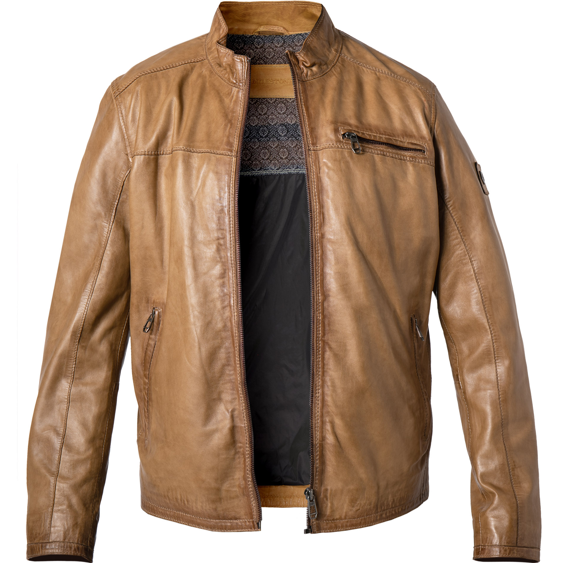 MILESTONE Herren Lederjacke braun unifarben