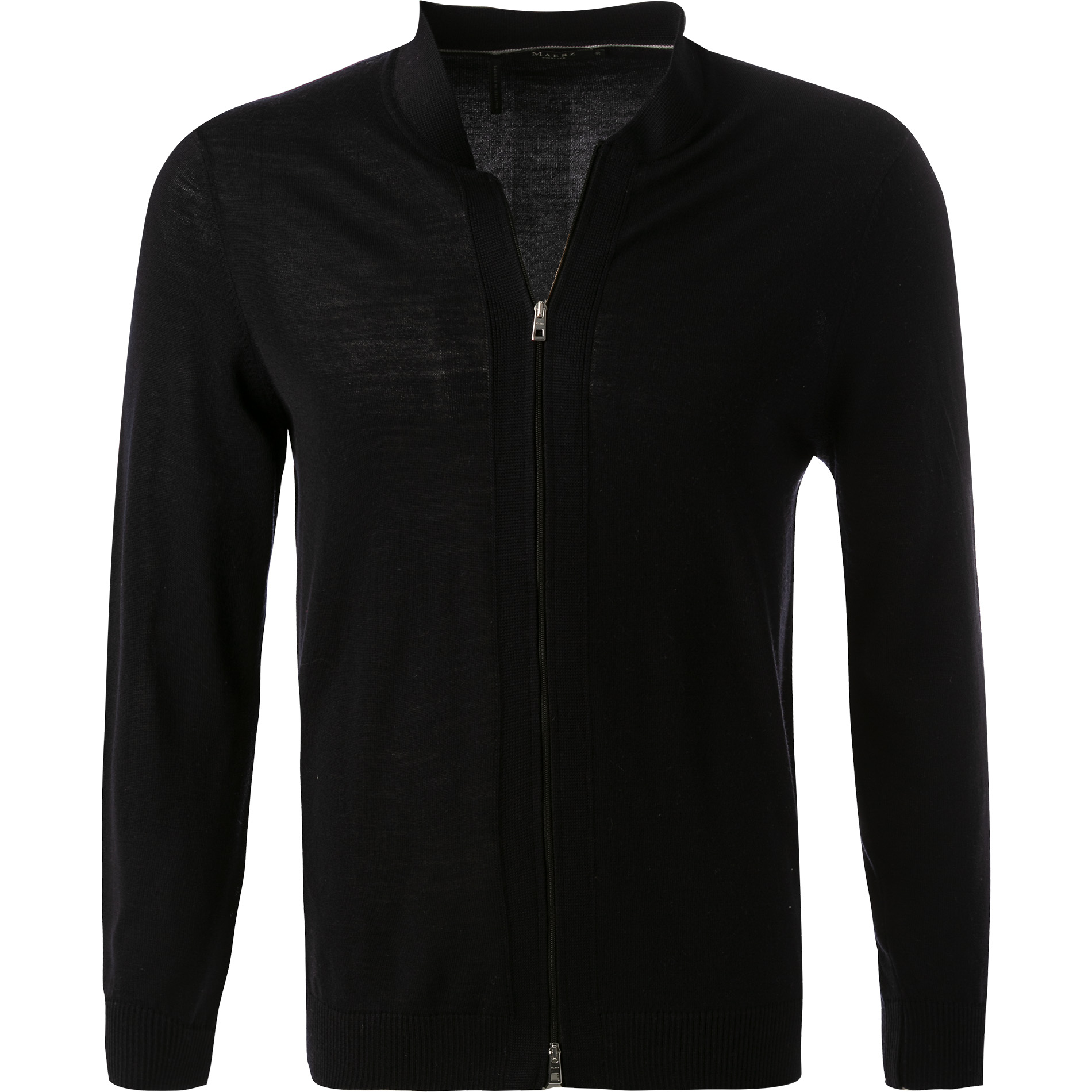 MAERZ Muenchen Herren Strickjacke blau Merinowolle unifarben