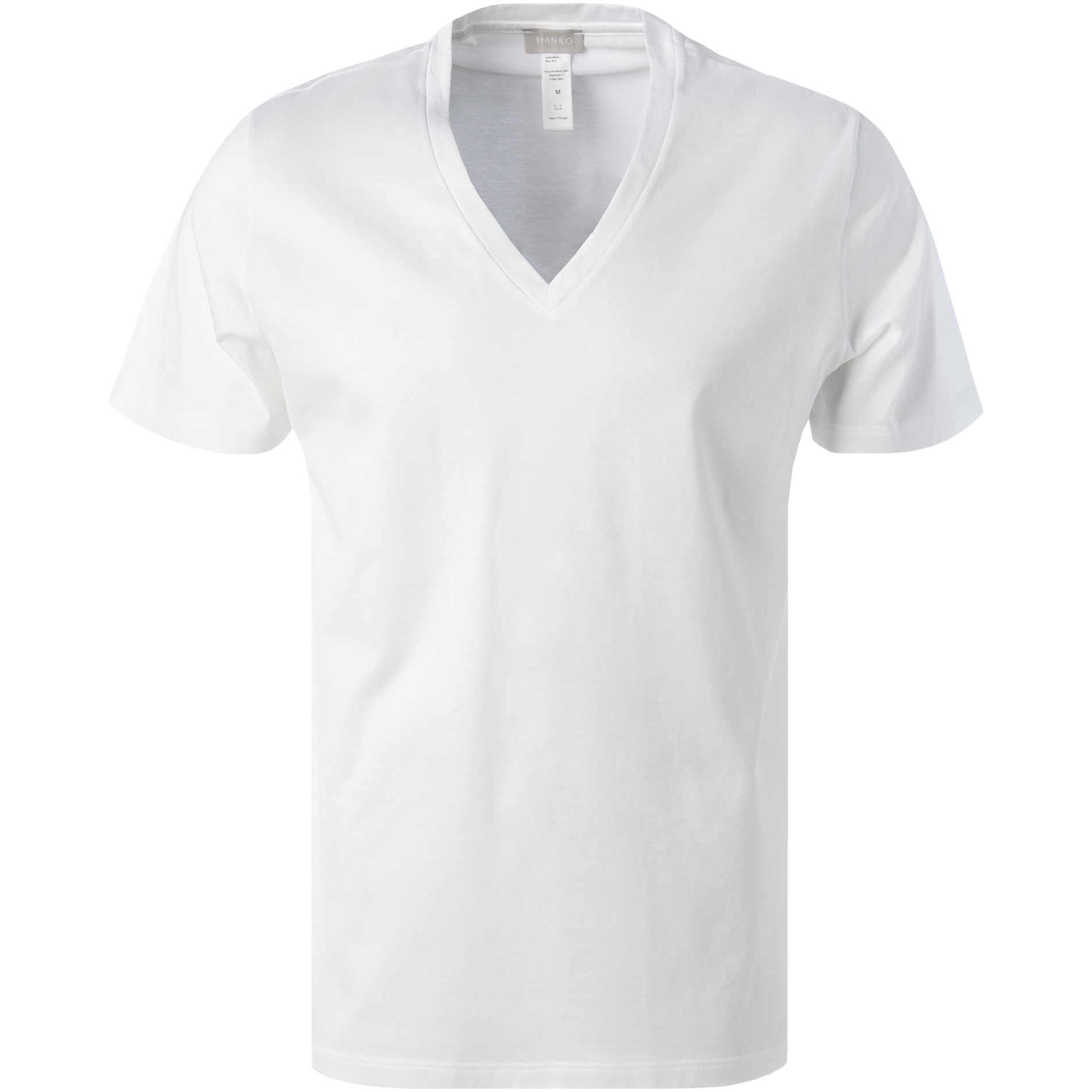 HANRO Herren T-Shirt weiß Jersey-Baumwolle unifarben