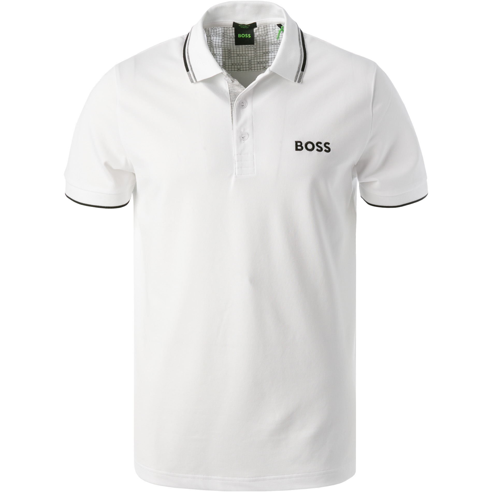 BOSS Green Herren Polo-Shirt weiß Baumwoll-Piqué