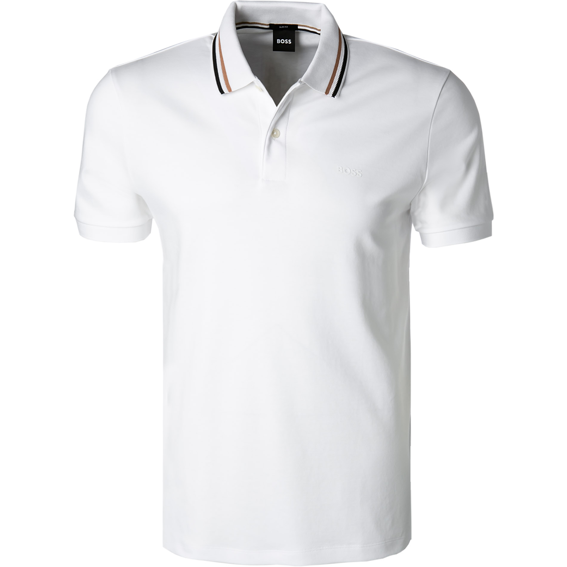 Boss Black Herren Polo-Shirt Weiß Slim Fit