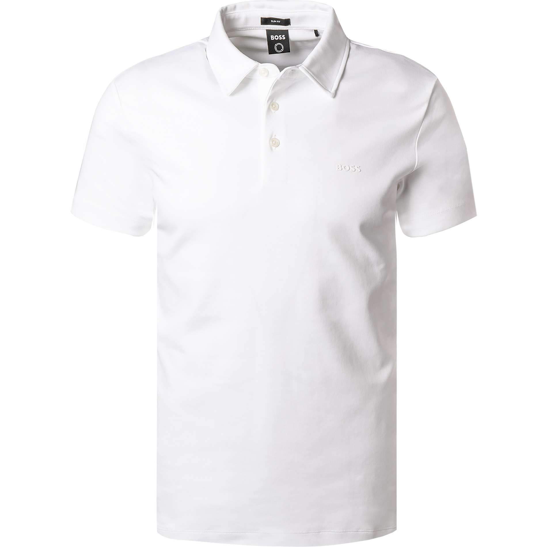 BOSS Black Herren Polo-Shirt weiß Baumwoll-Jersey Slim Fit
