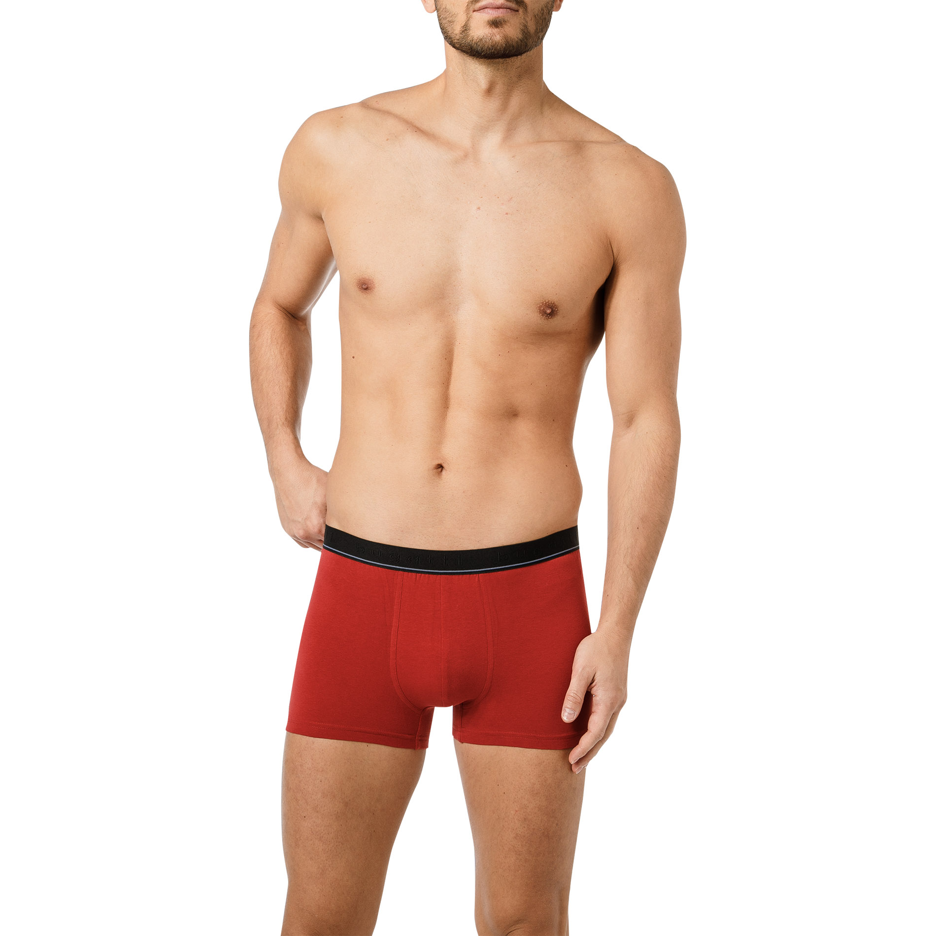 bugatti Herren Trunks rot Baumwolle & Mix unifarben