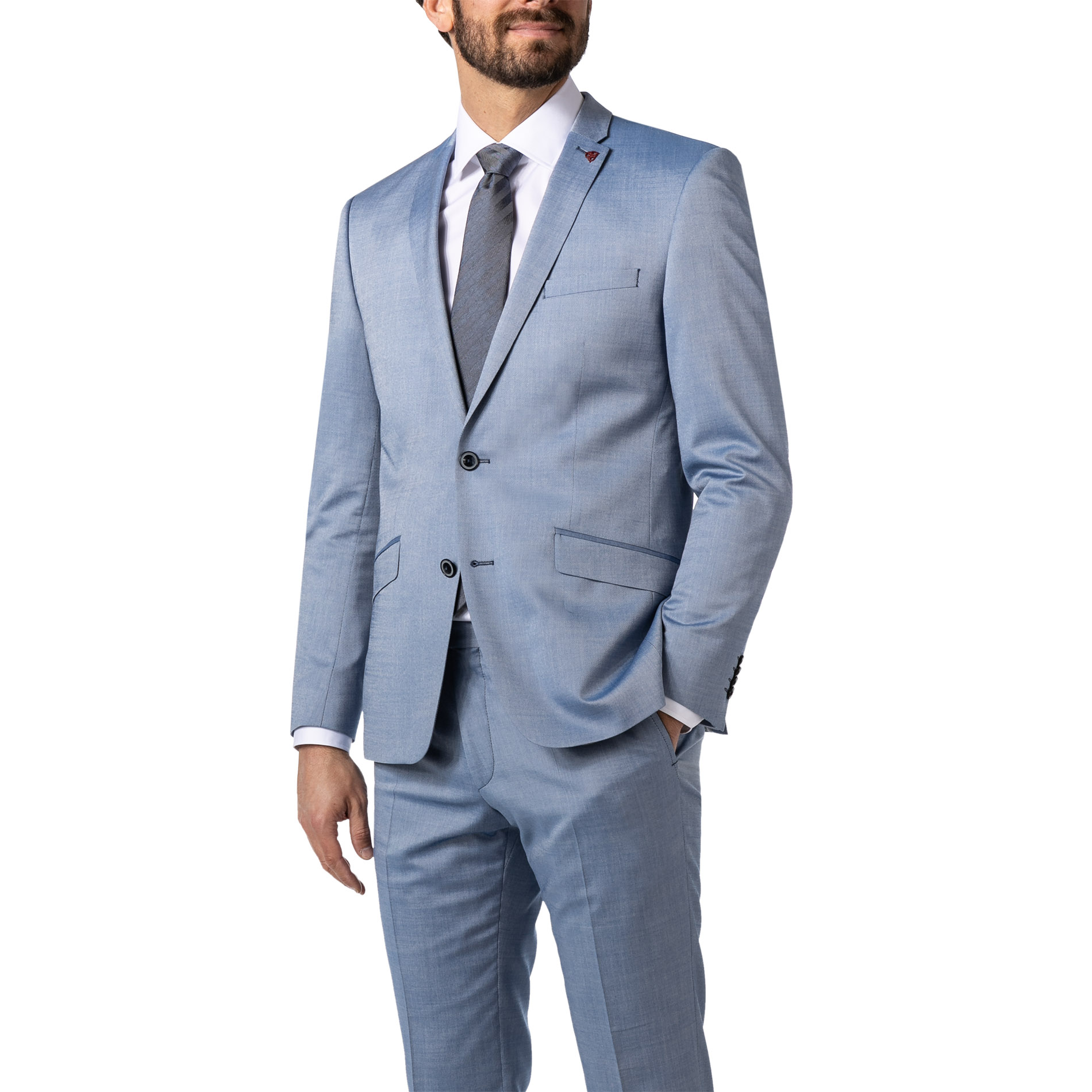 ROY ROBSON Herren Sakko blau meliert Slim Fit