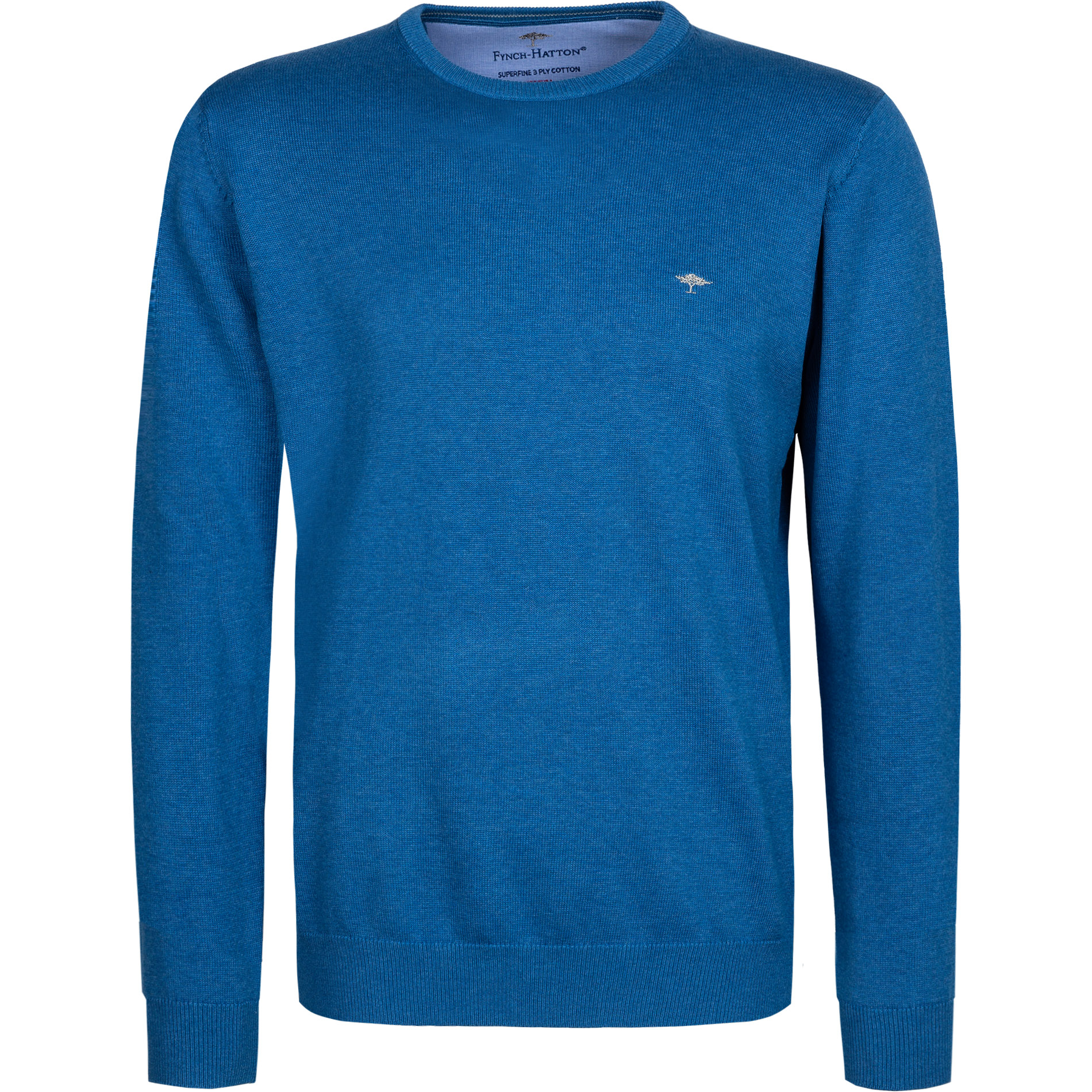 Fynch-Hatton Herren Pullover blau unifarben