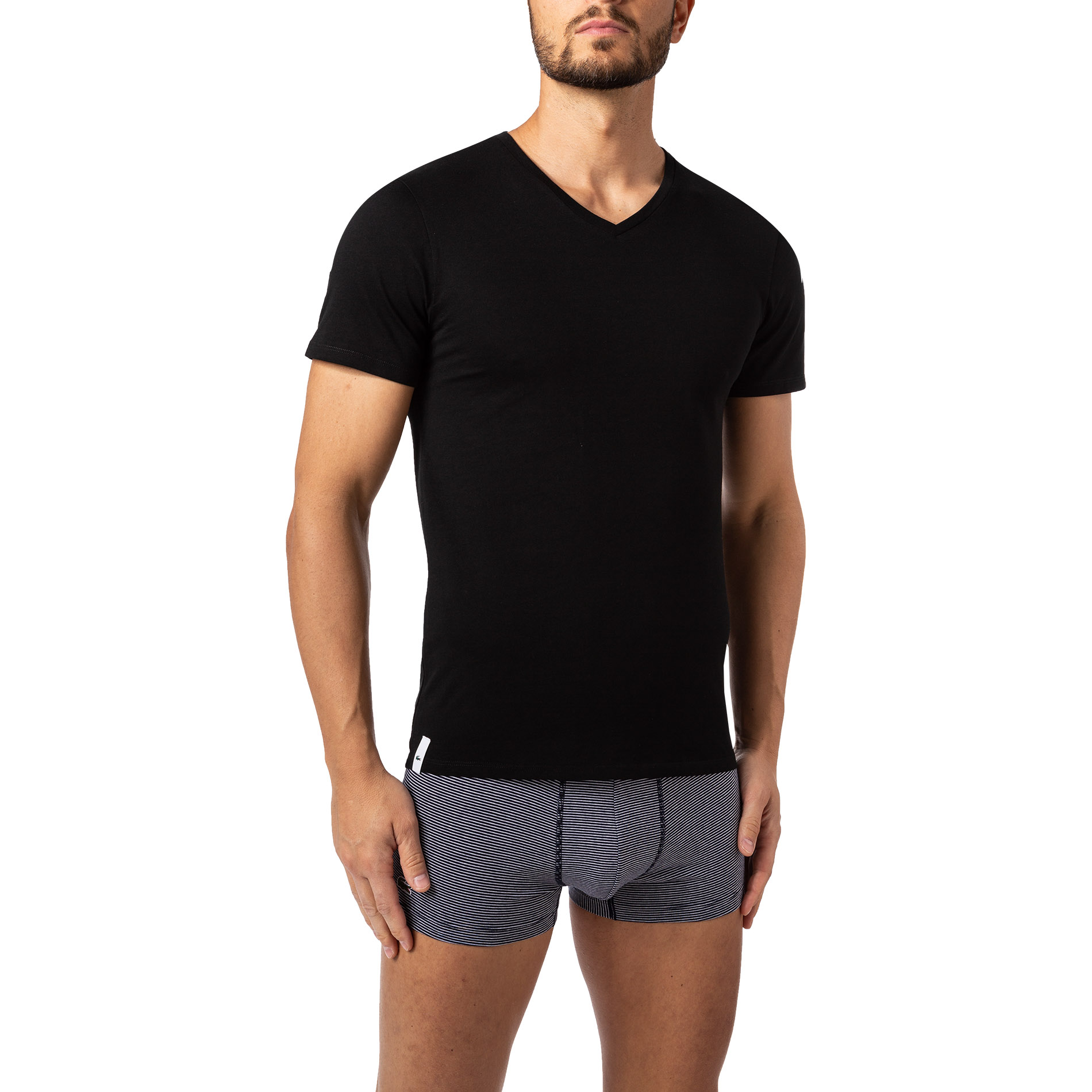 LACOSTE Herren T-Shirts schwarz Reine Baumwolle unifarben