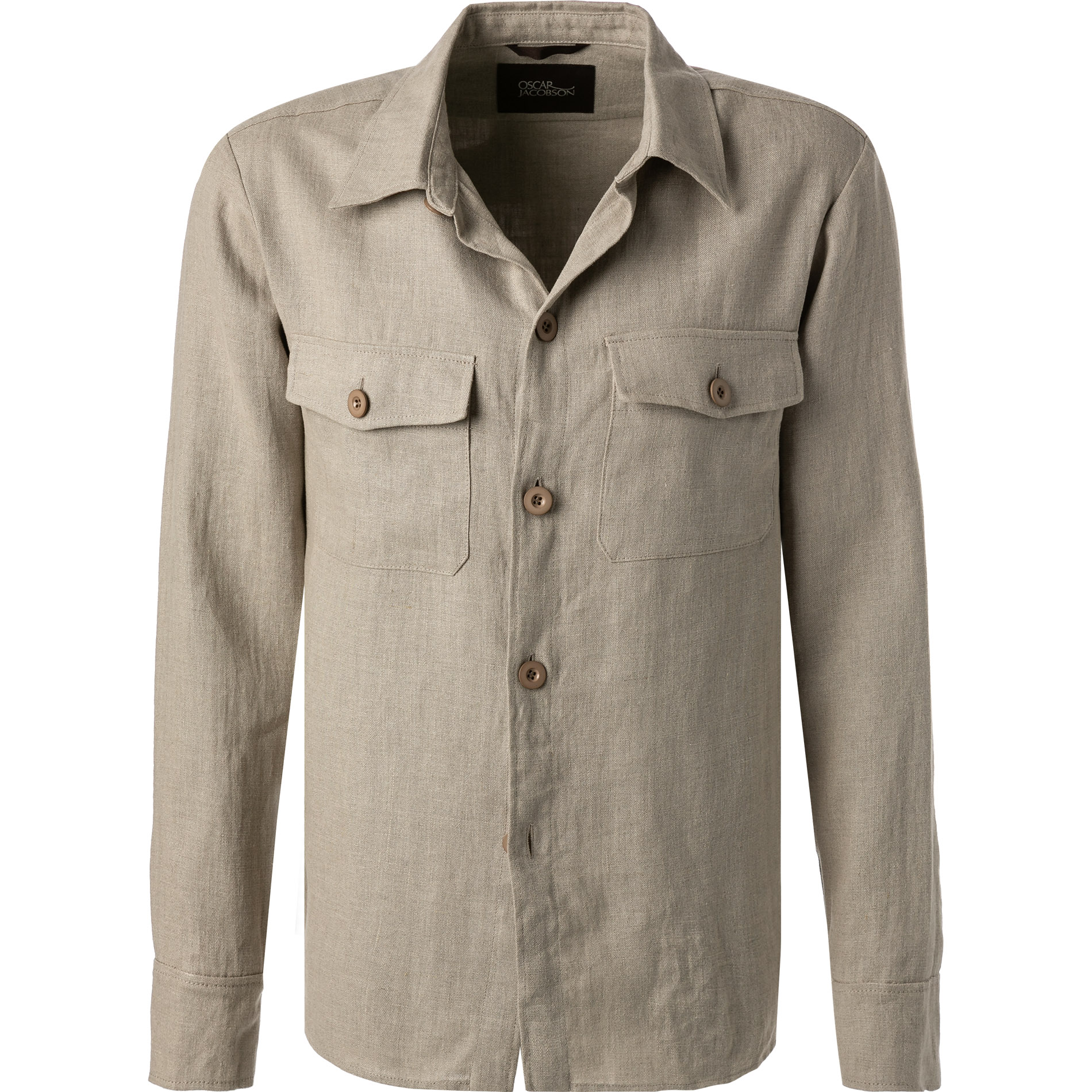 OSCAR JACOBSON Herren Overshirt beige Leinen