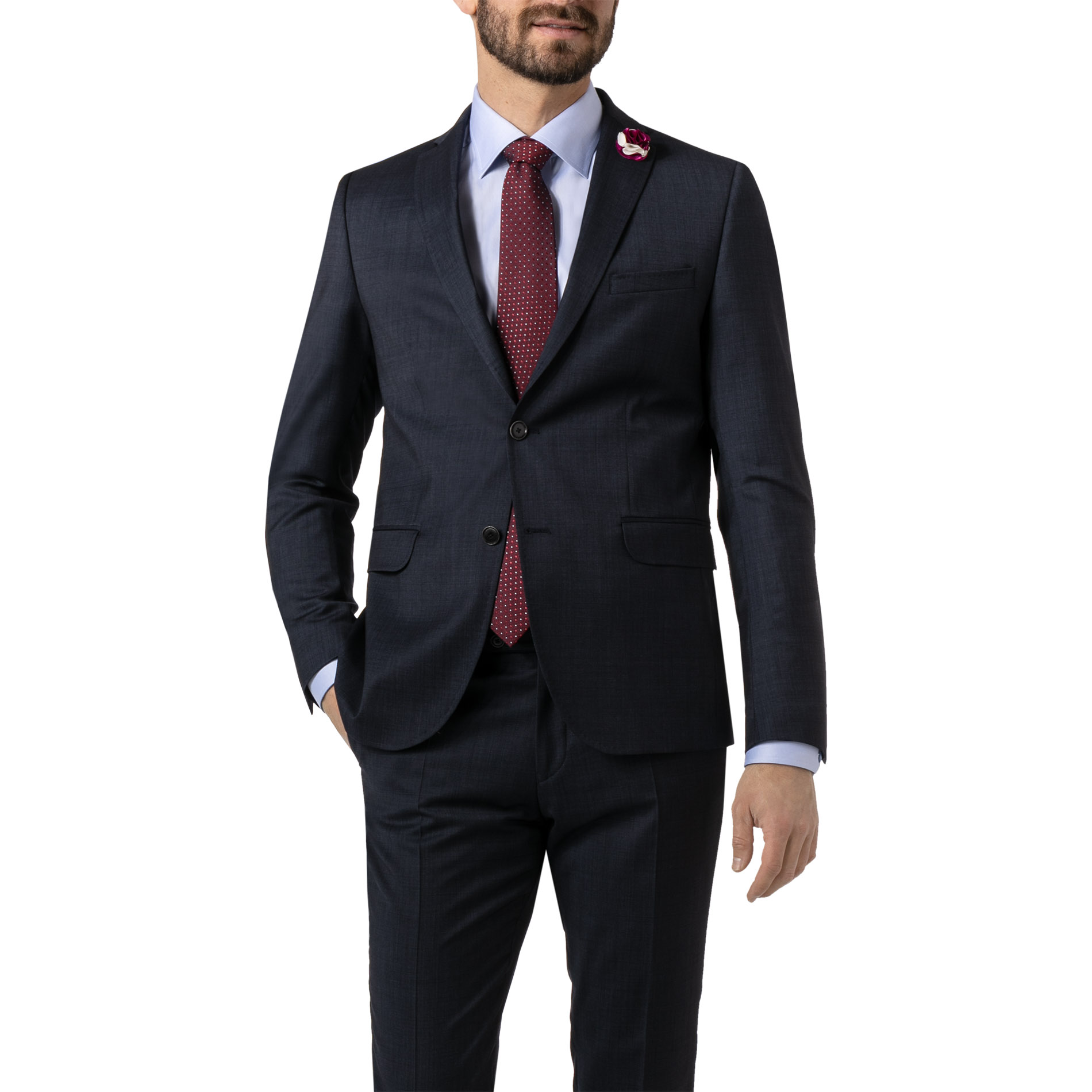 CG Herren Sakko blau Schurwoll-Stretch meliert Slim Fit