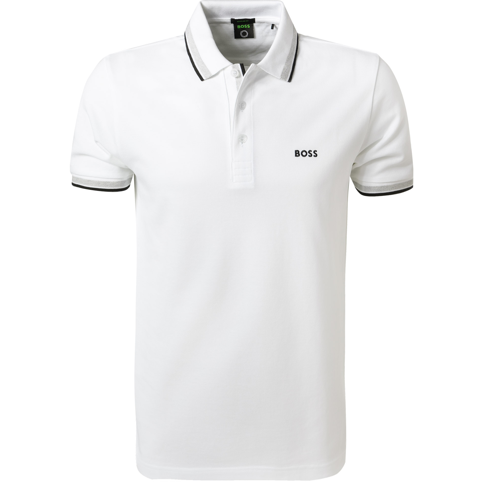 BOSS Green Herren Polo-Shirt weiß Baumwoll-Piqué
