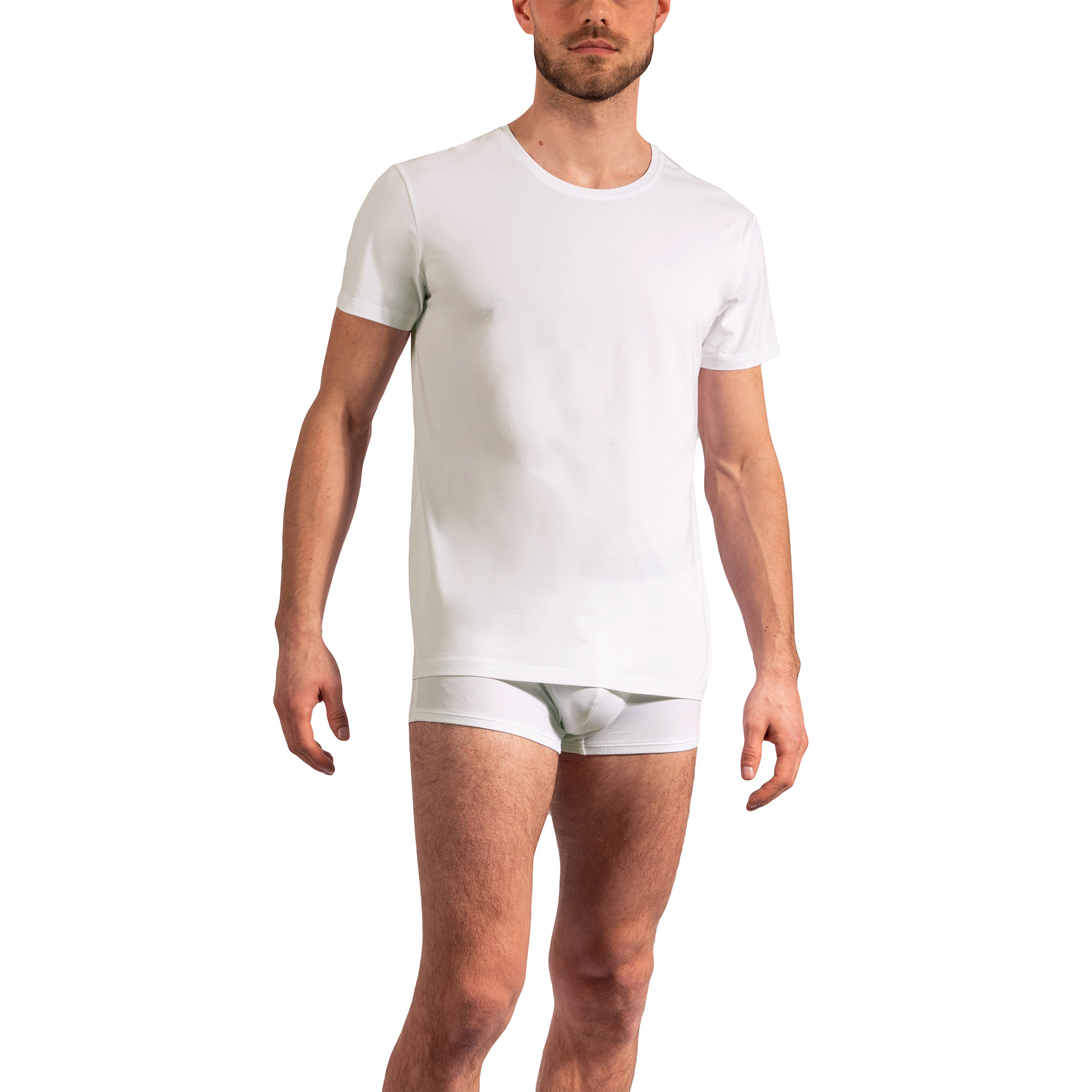 Olaf Benz Herren T-Shirts weiß Baumwolle unifarben
