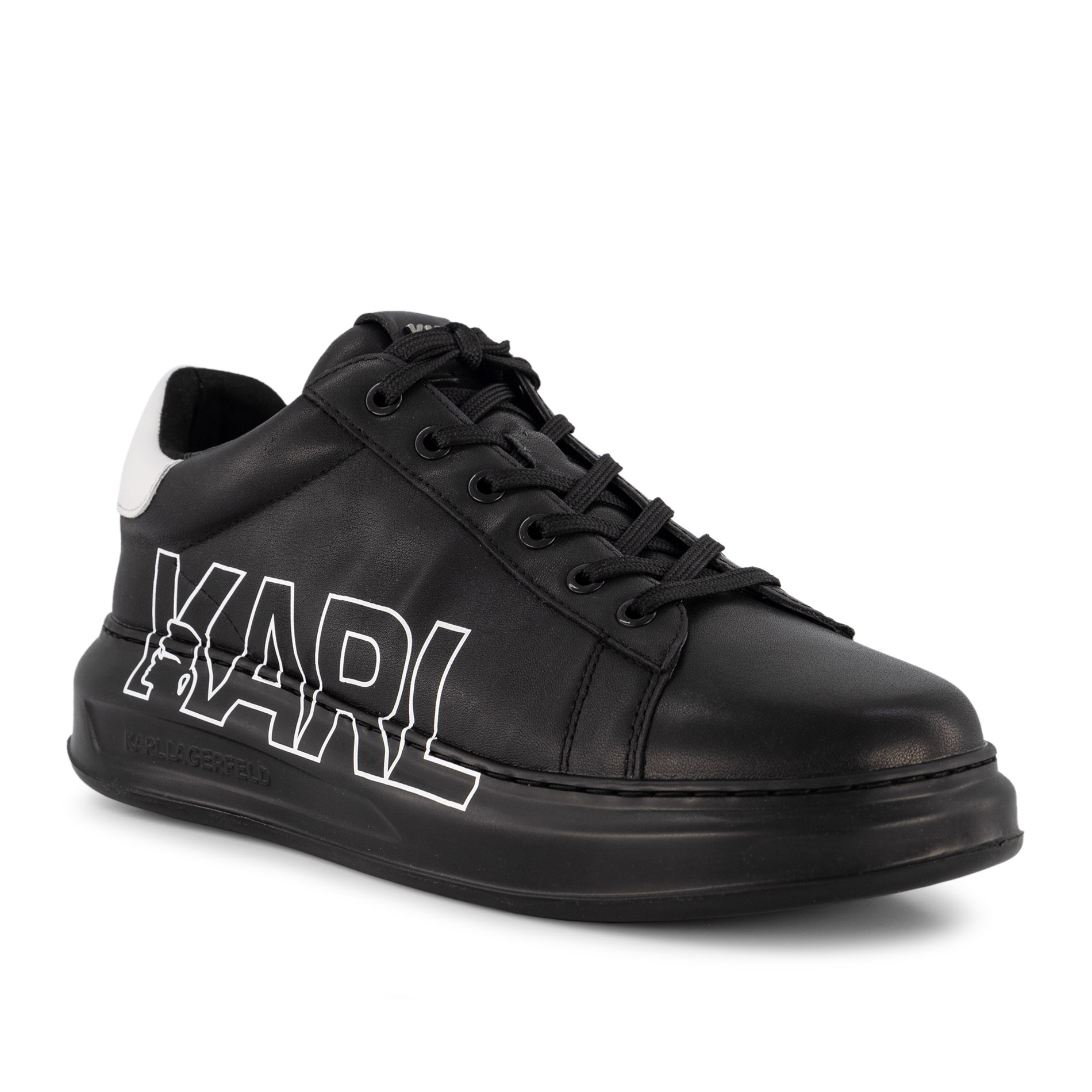 KARL LAGERFELD Herren Sneaker schwarz Glattleder