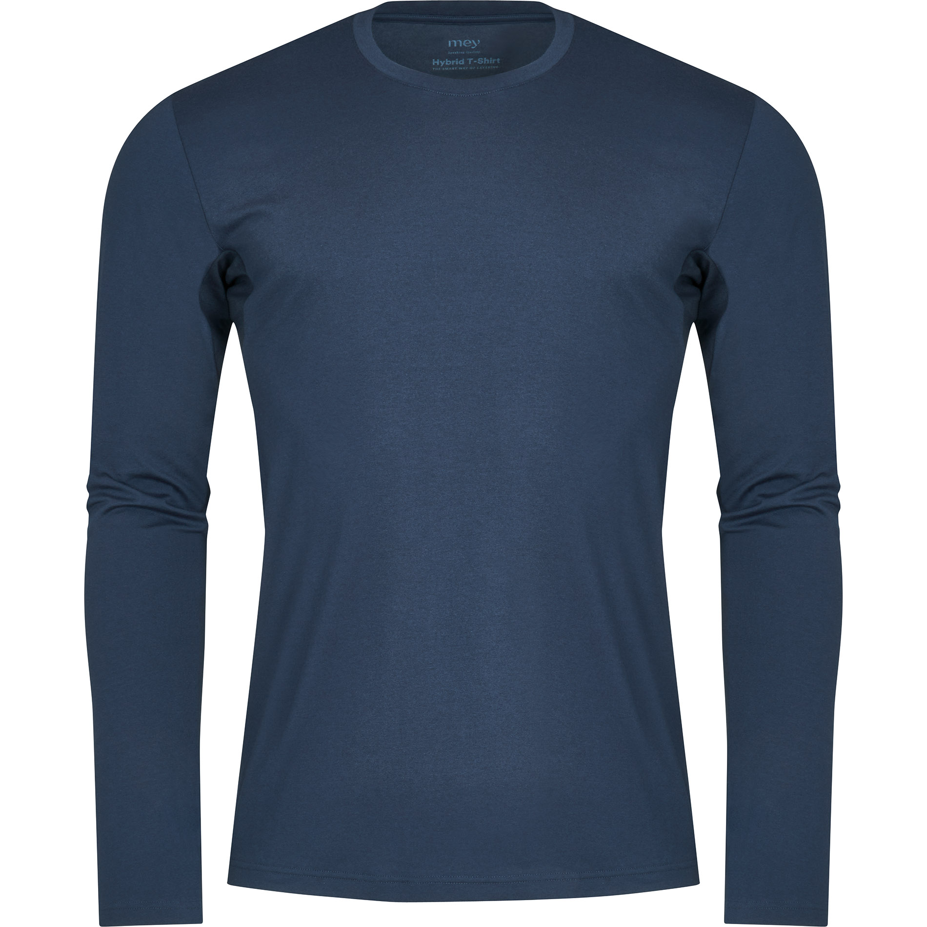 Mey Herren Longsleeve blau Mikrofaser/Funktion unifarben