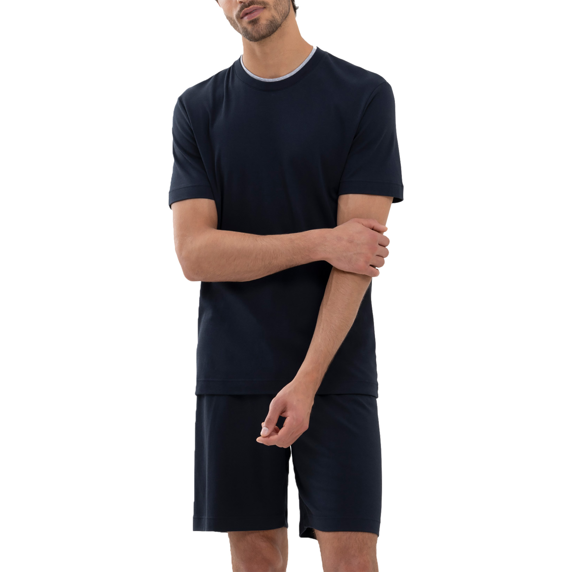 Mey Herren T-Shirt blau Mikrofaser/Funktion unifarben