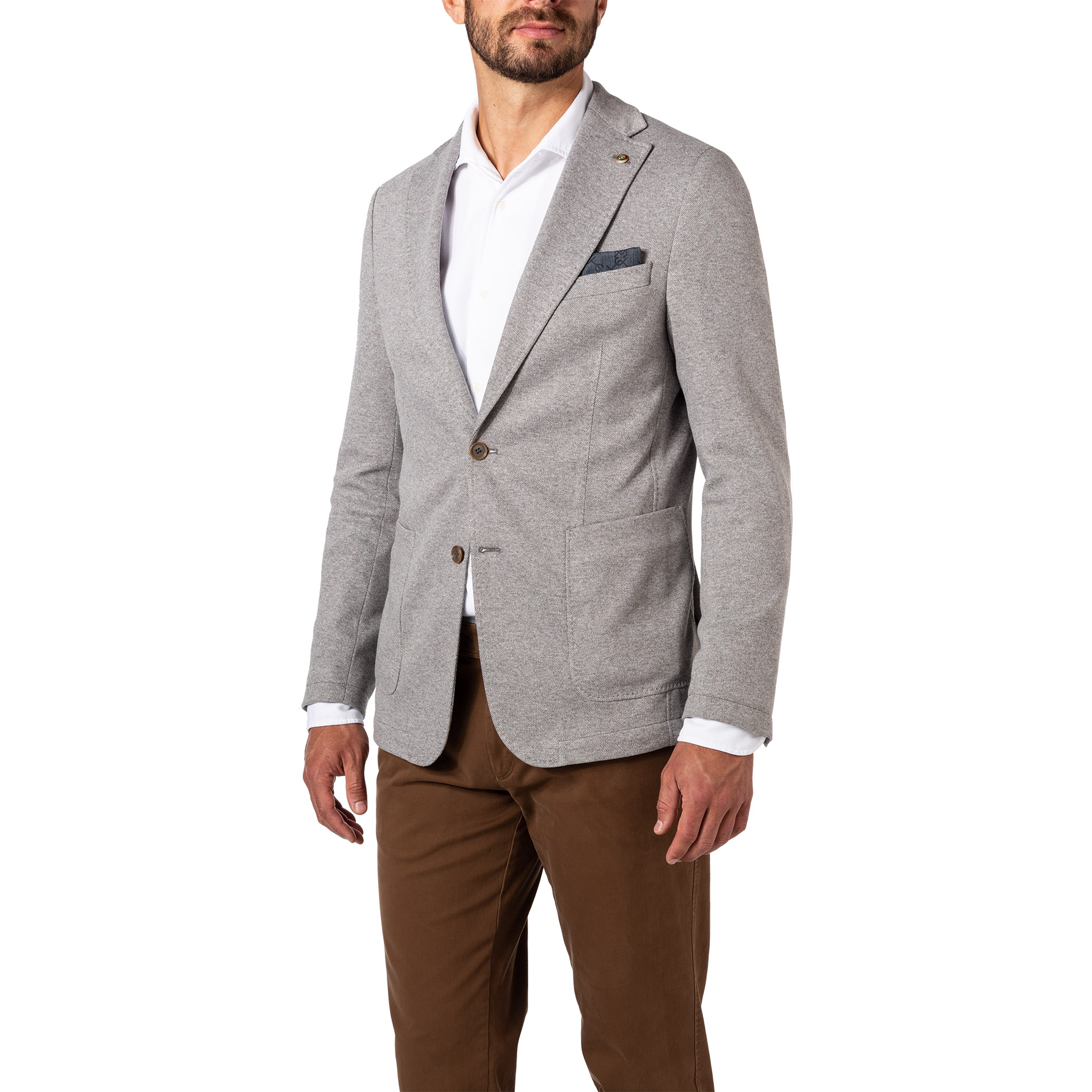 Carl Gross Herren Sakko grau Jersey