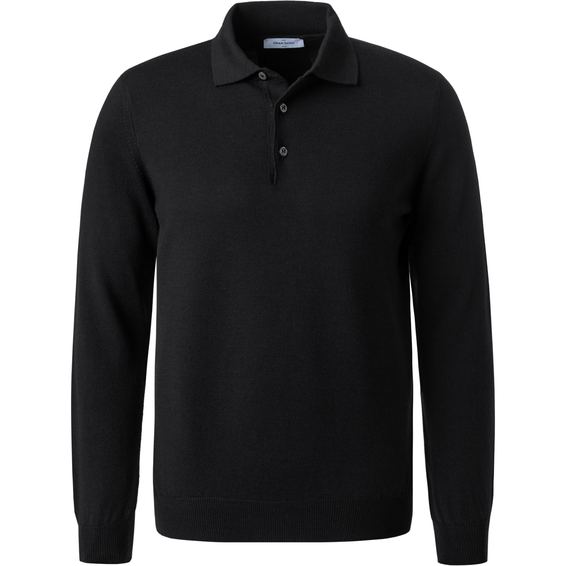 Gran Sasso Herren Pullover schwarz Schurwolle unifarben