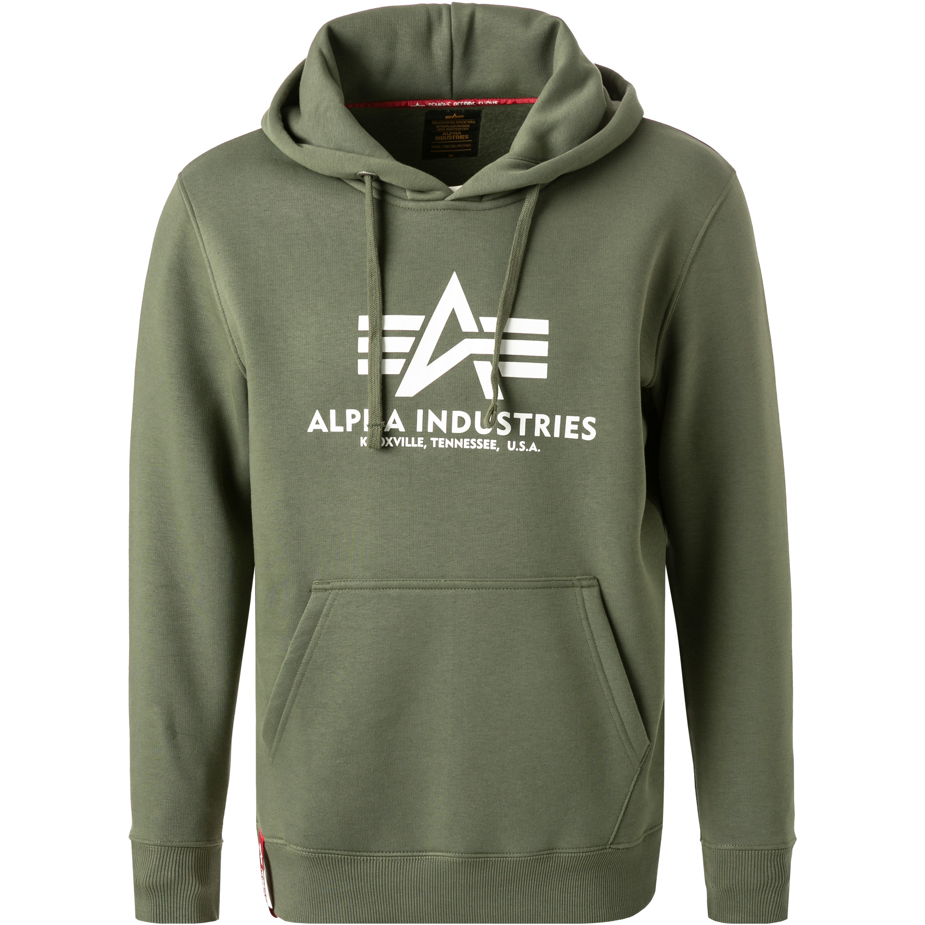 ALPHA INDUSTRIES Herren Hoodie grün Logo und Motiv
