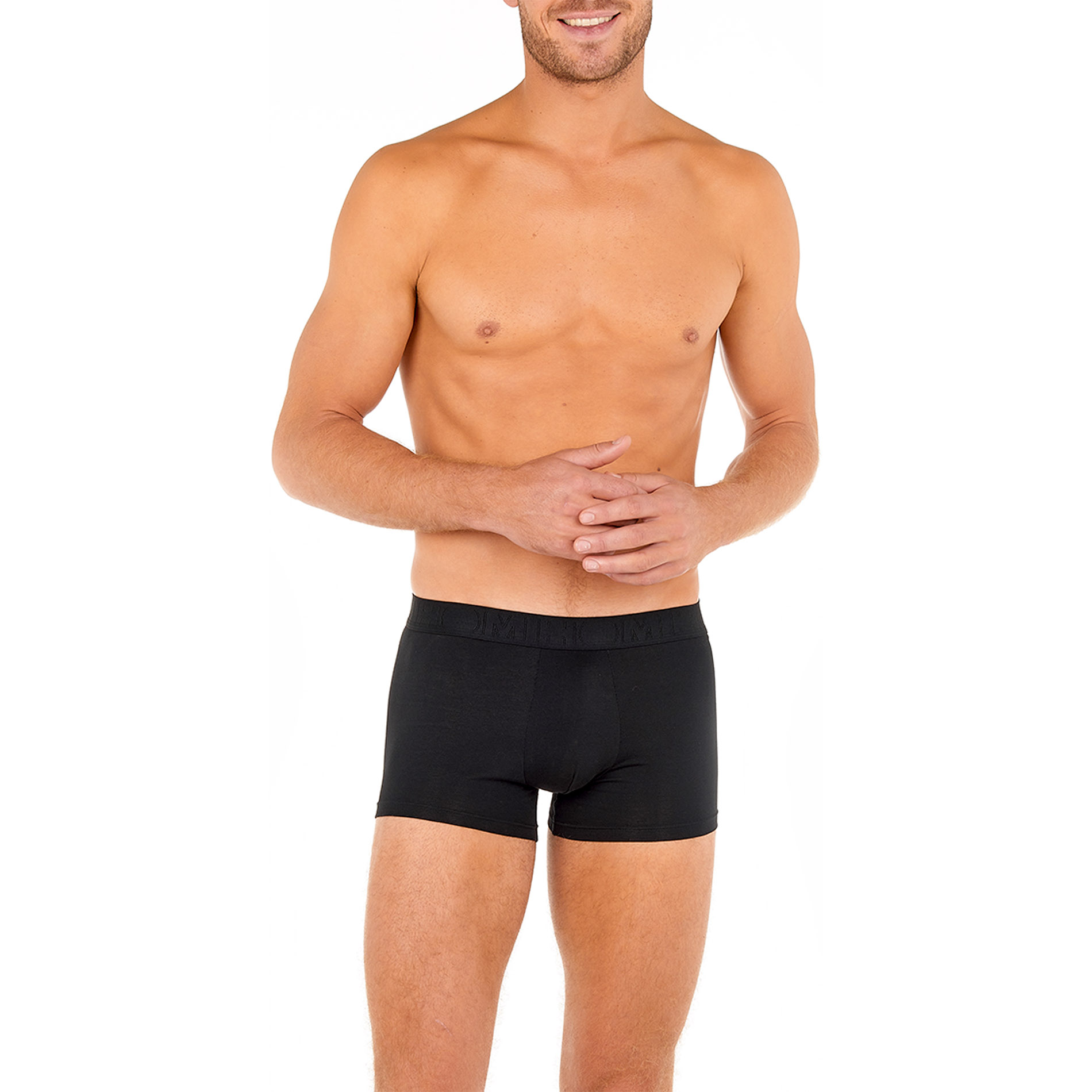 HOM Herren Trunks schwarz Baumwolle unifarben